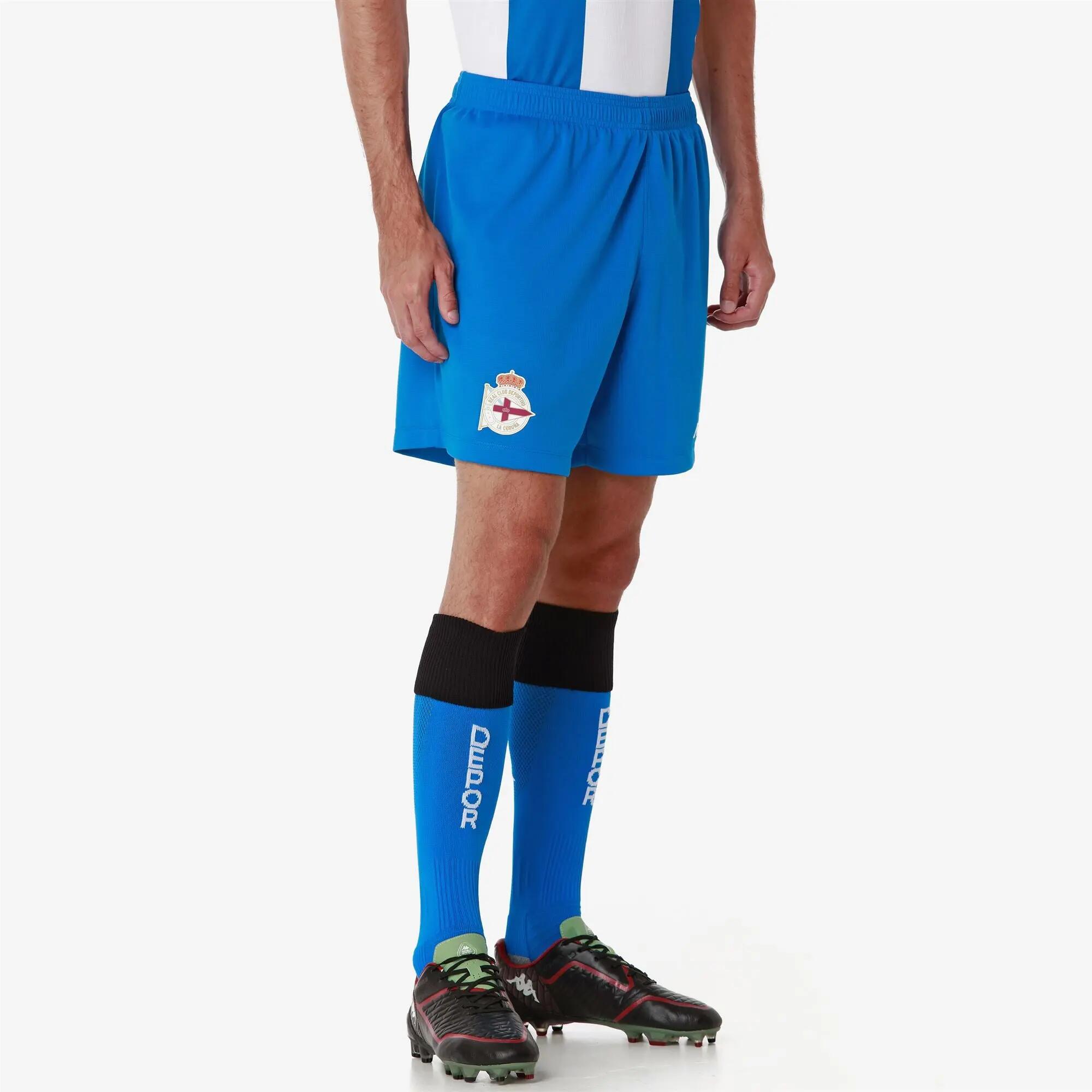 Pantaloncini sportivi da bambino in poliestere riciclato blu da calcio 6/6