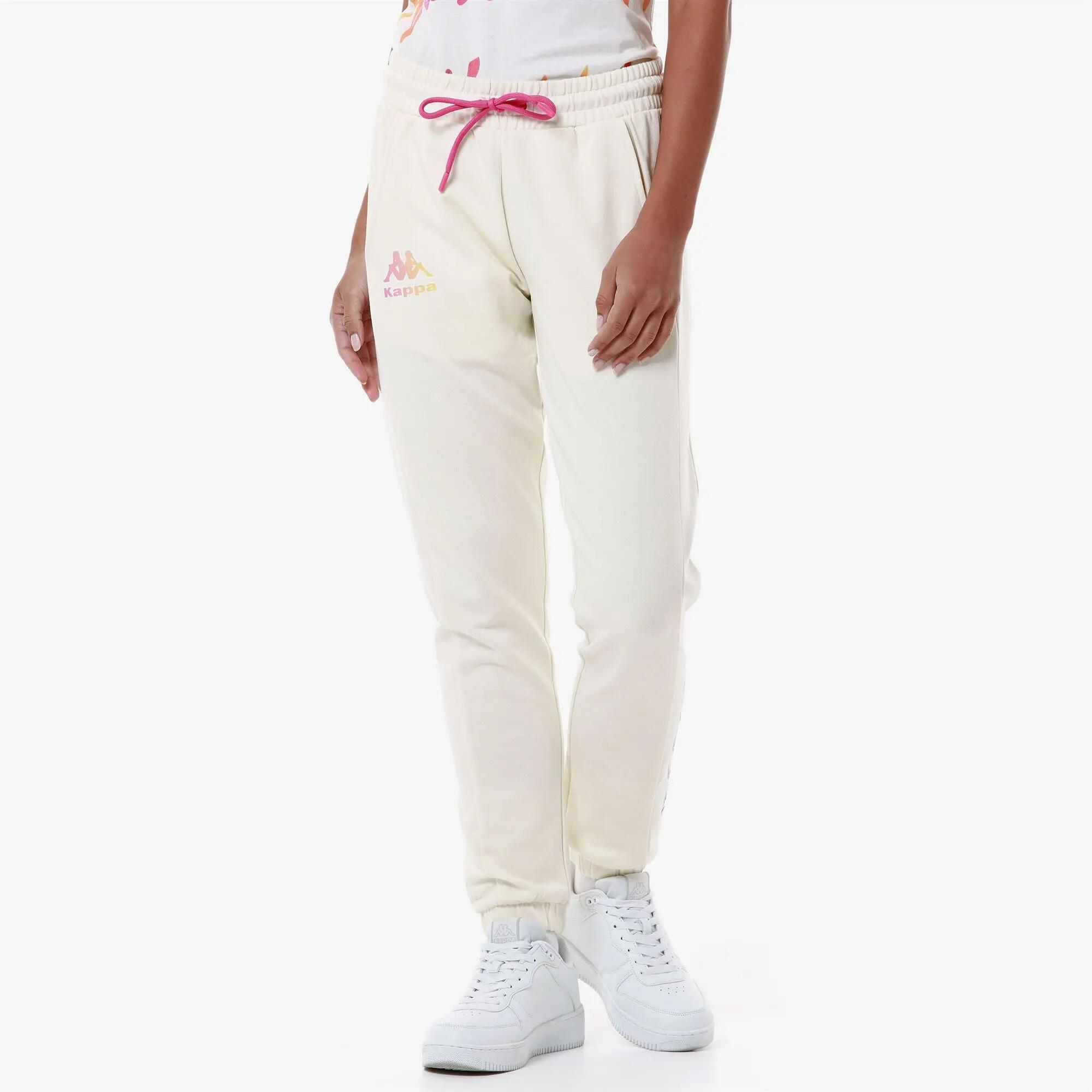 Pantaloni tuta da donna in cotone bianco da palestra 5/7