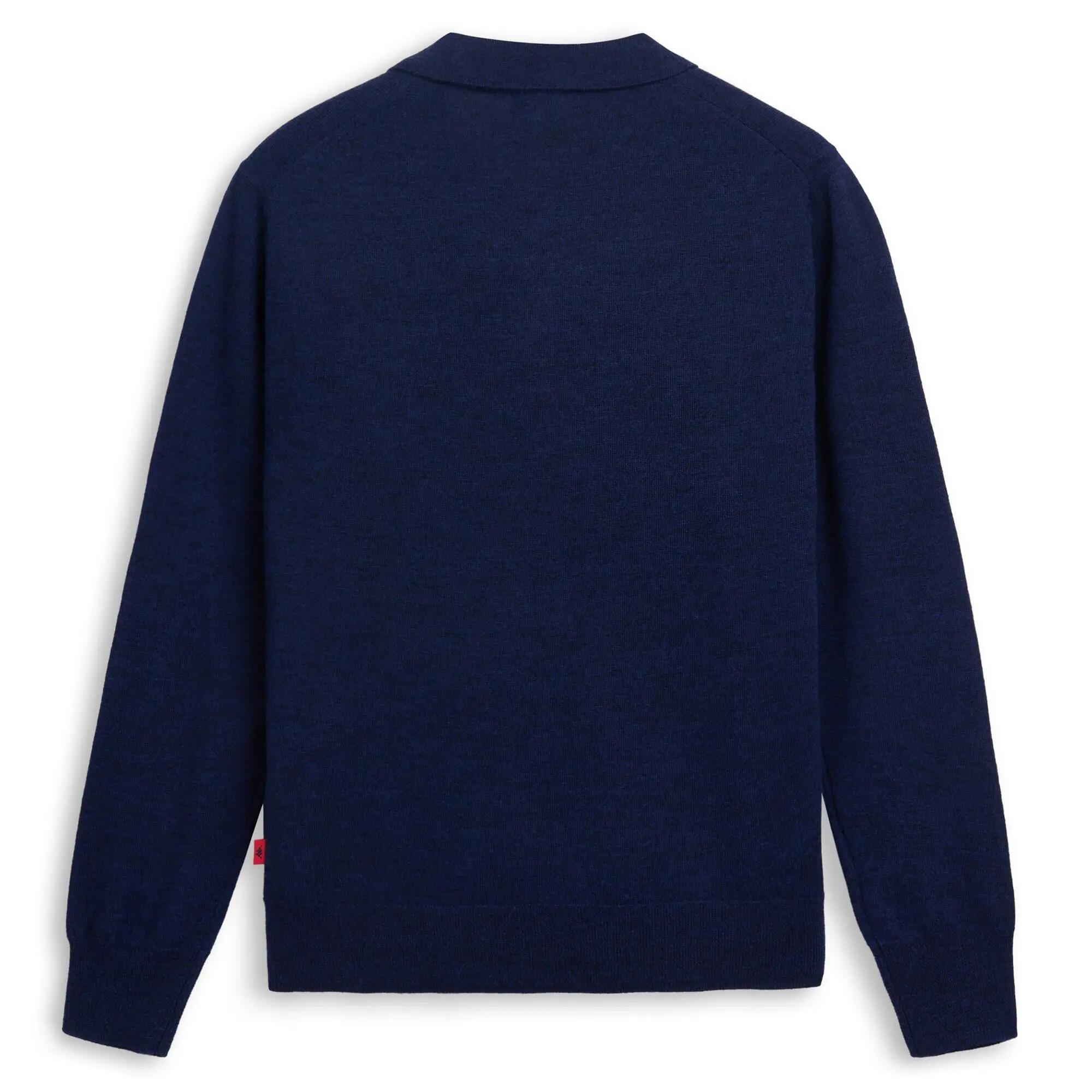 Polo da uomo in lana vergine blu da lifestyle 2/3