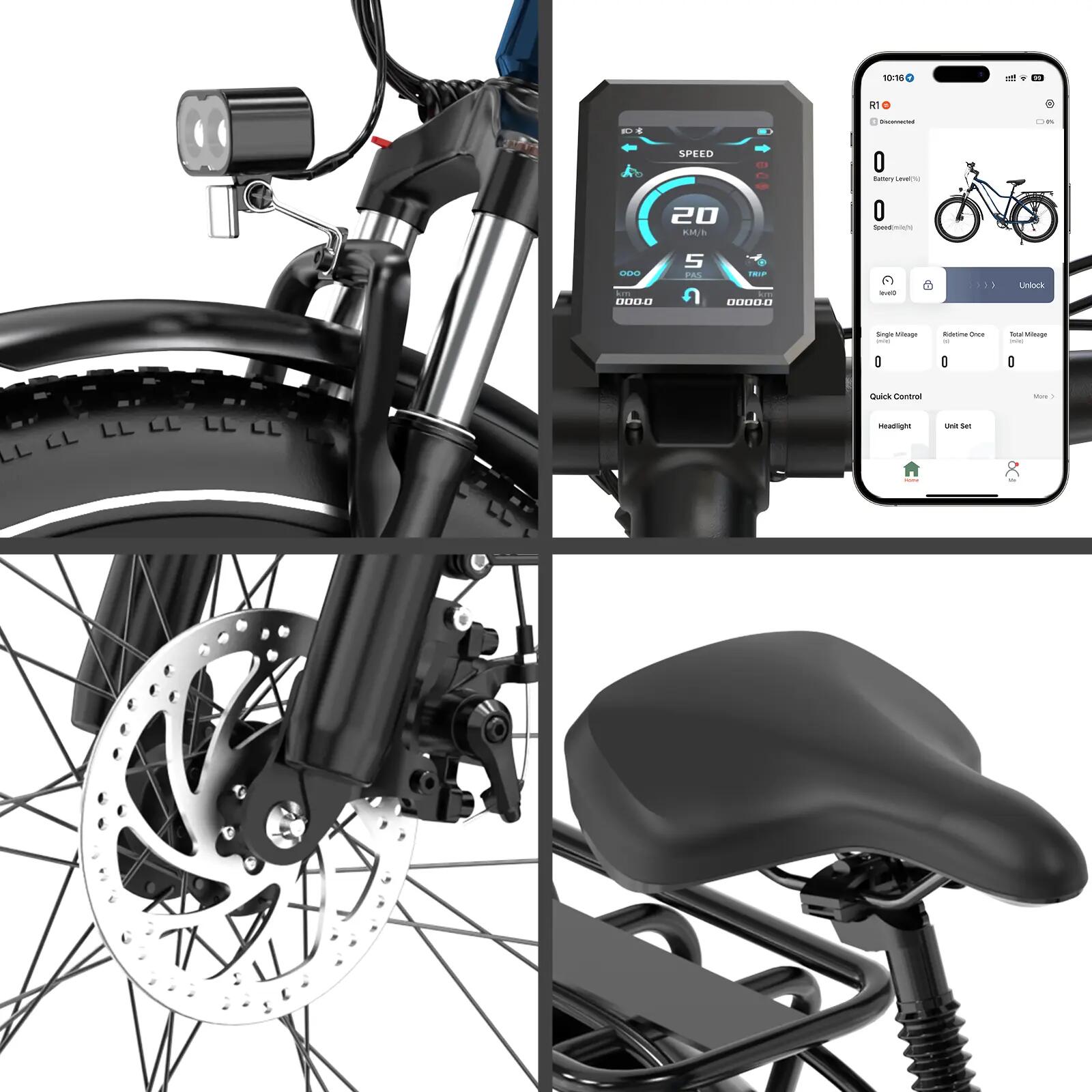 Bici elettrica Fat Bike 26×4.0, 960Wh, 7 velocità, ECO R1 5/7