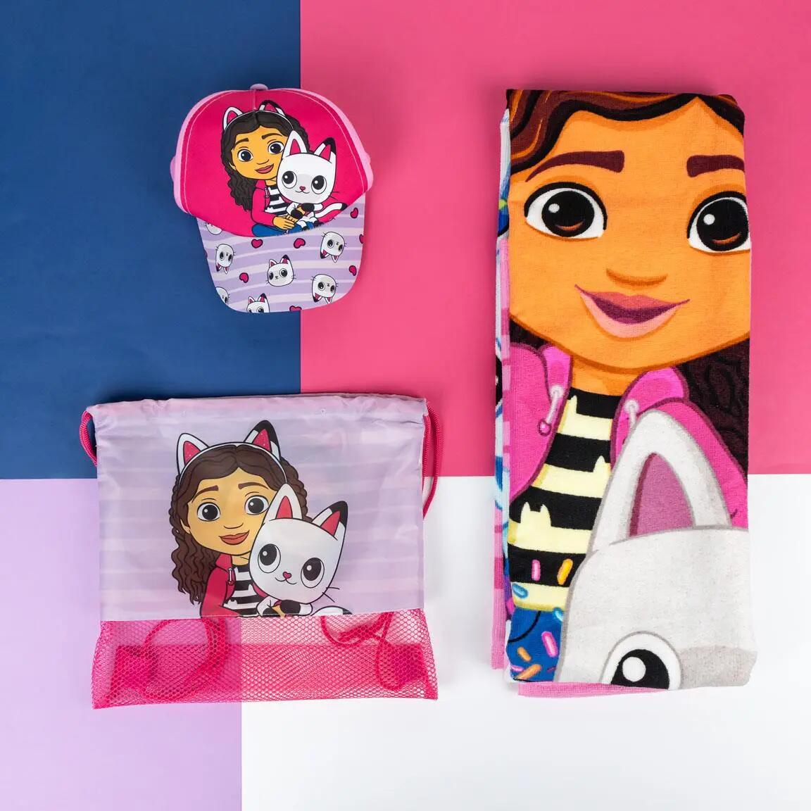 Gabby's poppenhuis strandset met handdoek, hoed en tas 6/7