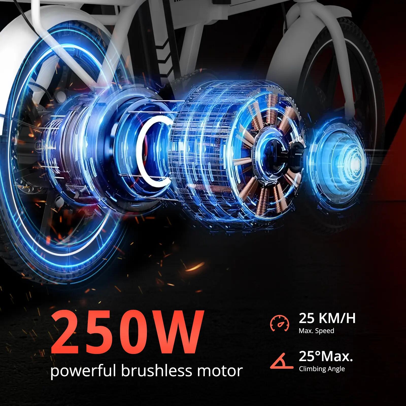 HITWAY 16 Zoll Klapp E-Bike,250W 36V 12Ah,60 km Reichweite 5/7