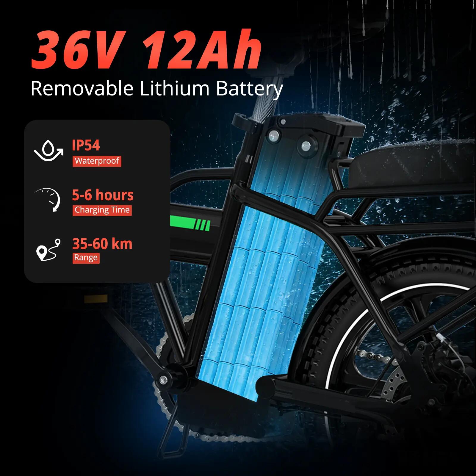 HITWAY 16 Zoll Klapp E-Bike,250W 36V 12Ah,60 km Reichweite 4/7