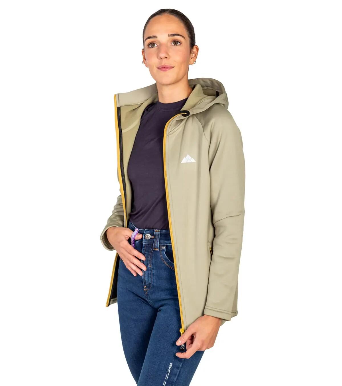 Chaqueta de Forro Polar de Montaña Transpirable Veletta para Mujer Beige 2/5