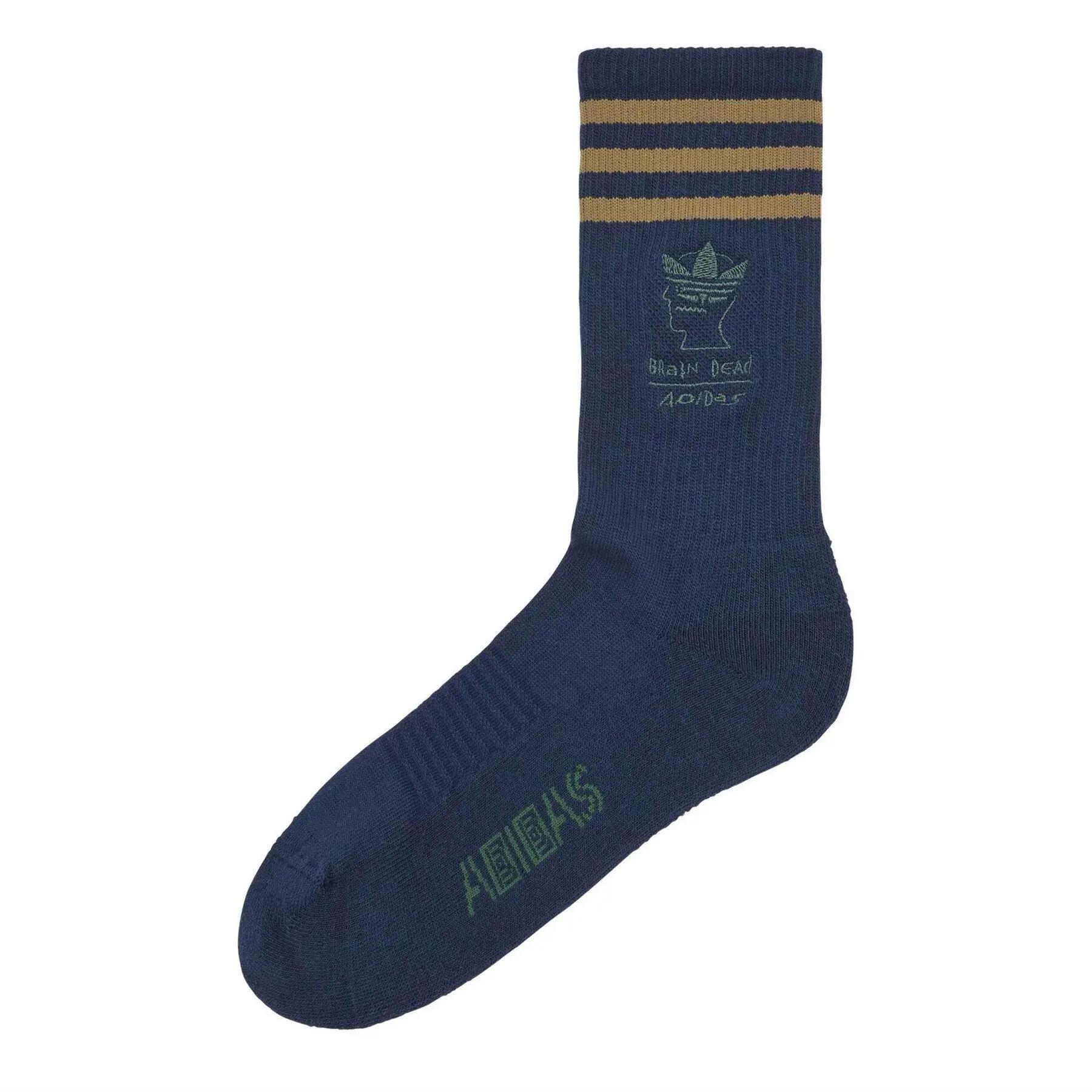 Adidas Unisex Adult Brain Dead 3 Stripes Polyamide Crew Socks (Pack of 1)