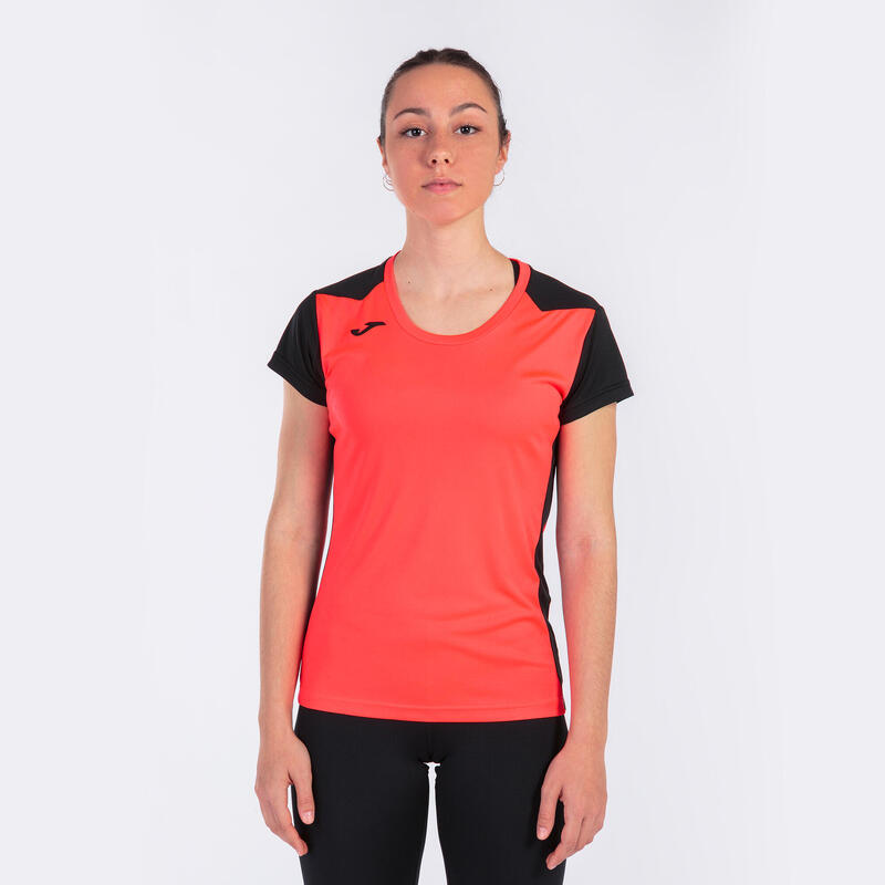 Maillot manches courtes Fille Joma Record ii corail fluo noir