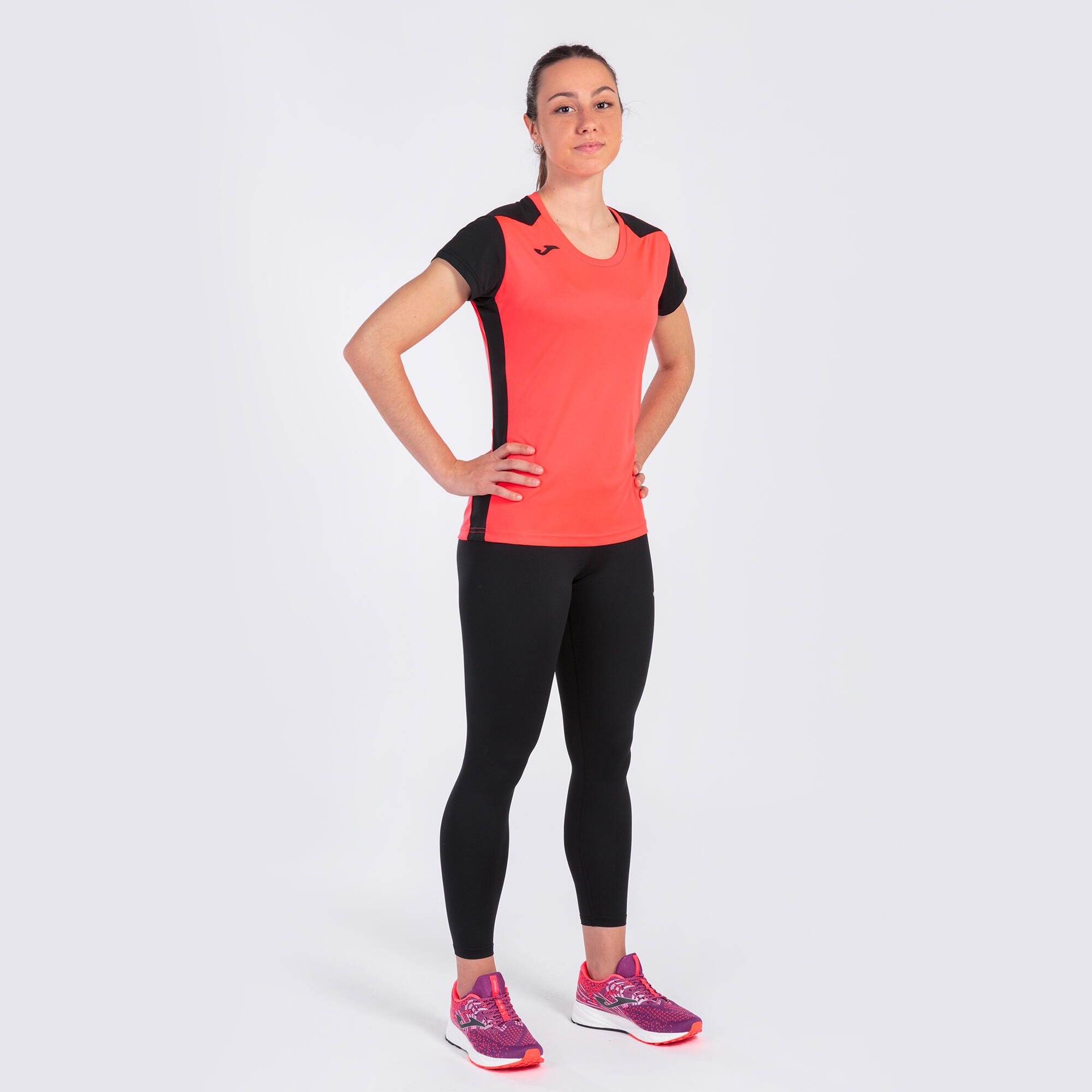 Maillot Manches Courtes Running Femme Joma Record II Corail Fluo 4/5