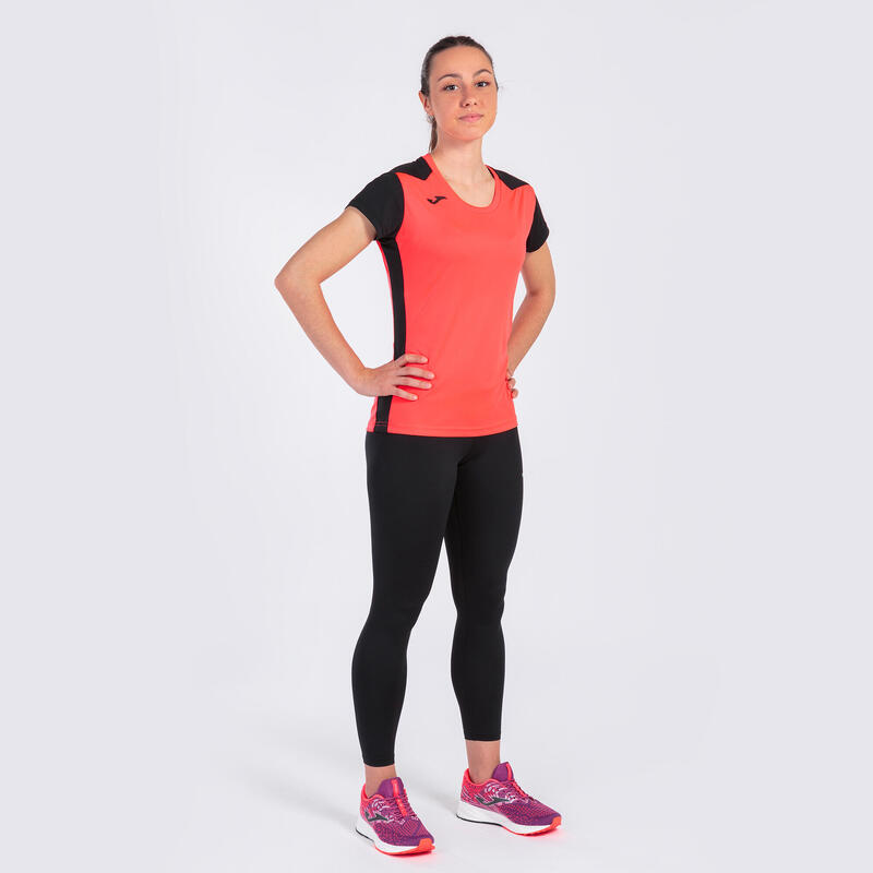 Maillot manches courtes Femme Joma Record ii corail fluo noir