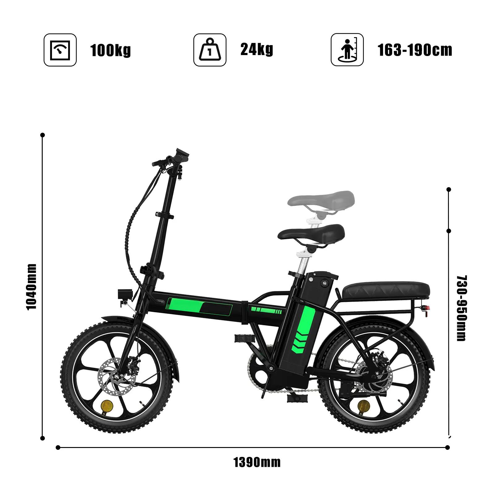 Bicicleta eléctrica plegable 16", batería 432Wh BK5S 2/7
