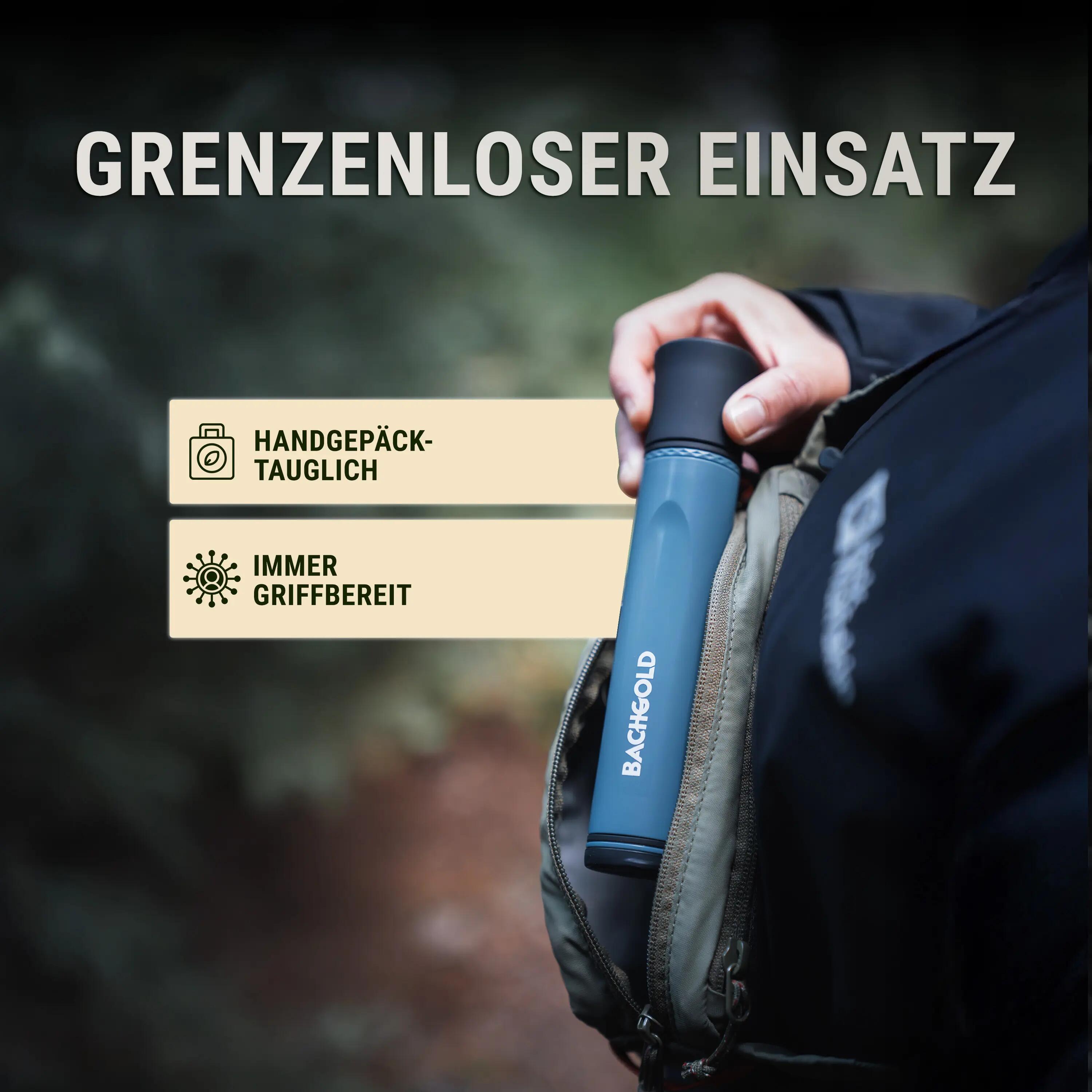 Bachgold Straw Wasserfilter Outdoor mit Virenfilter, Ultraleicht, Blau 7/7