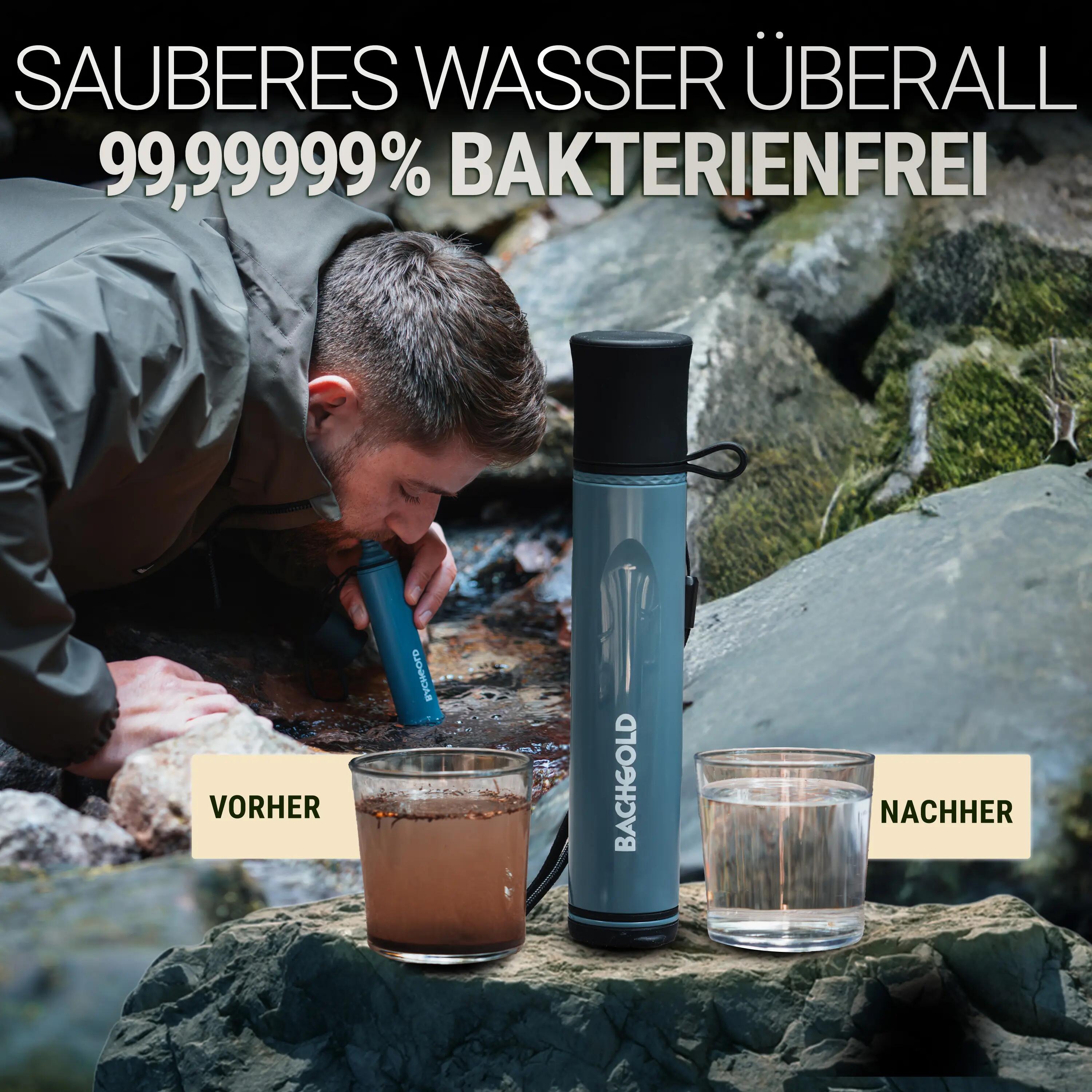 Bachgold Straw Wasserfilter Outdoor mit Virenfilter, Ultraleicht, Blau 5/7