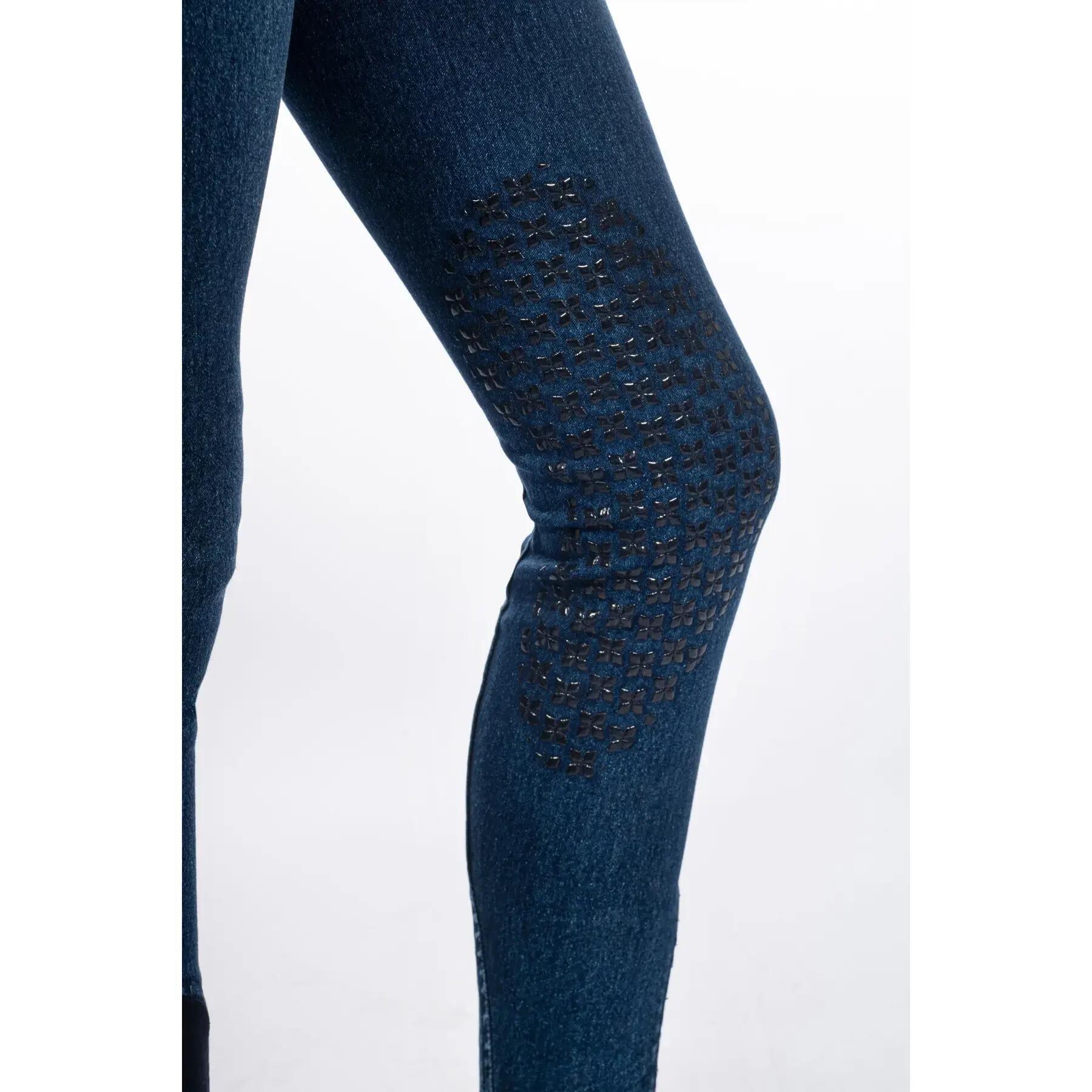 Spodnie jeździeckie o pełnej przyczepności dla dziewcząt HKM Kids Aymee Denim 5/5