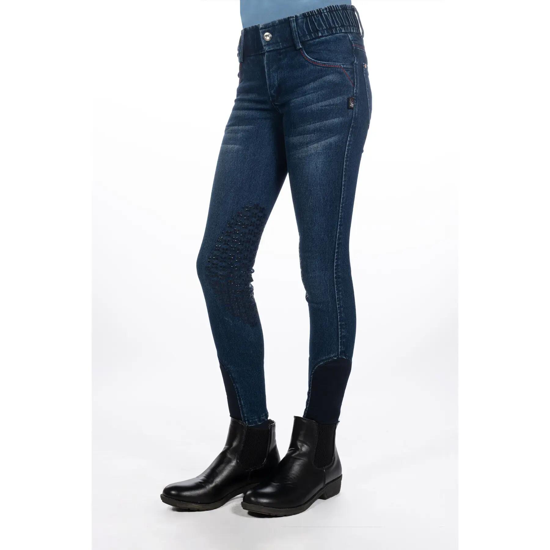 Spodnie jeździeckie o pełnej przyczepności dla dziewcząt HKM Kids Aymee Denim 2/5