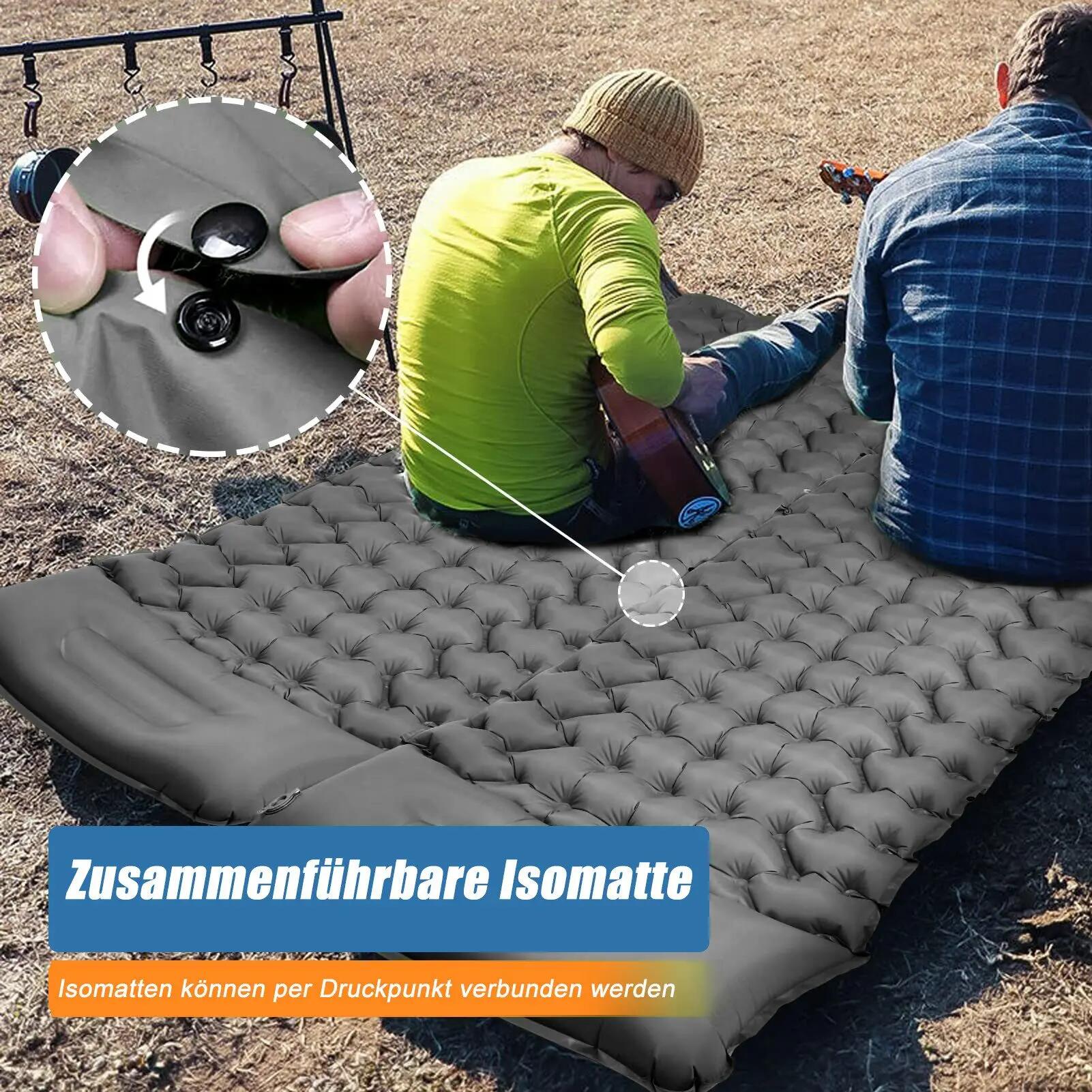 Isomatte Isomatte mit Kopfkissen und Fußpumpe 195x65 cm 10 cm dick Luftmatratze 4/7