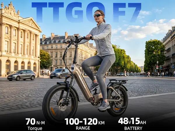 Erwachsenen‑E‑Fahrrad TTGO F7, 250W Motor, 48V 15Ah Akku, 20‑Zoll‑Reifen 6/10