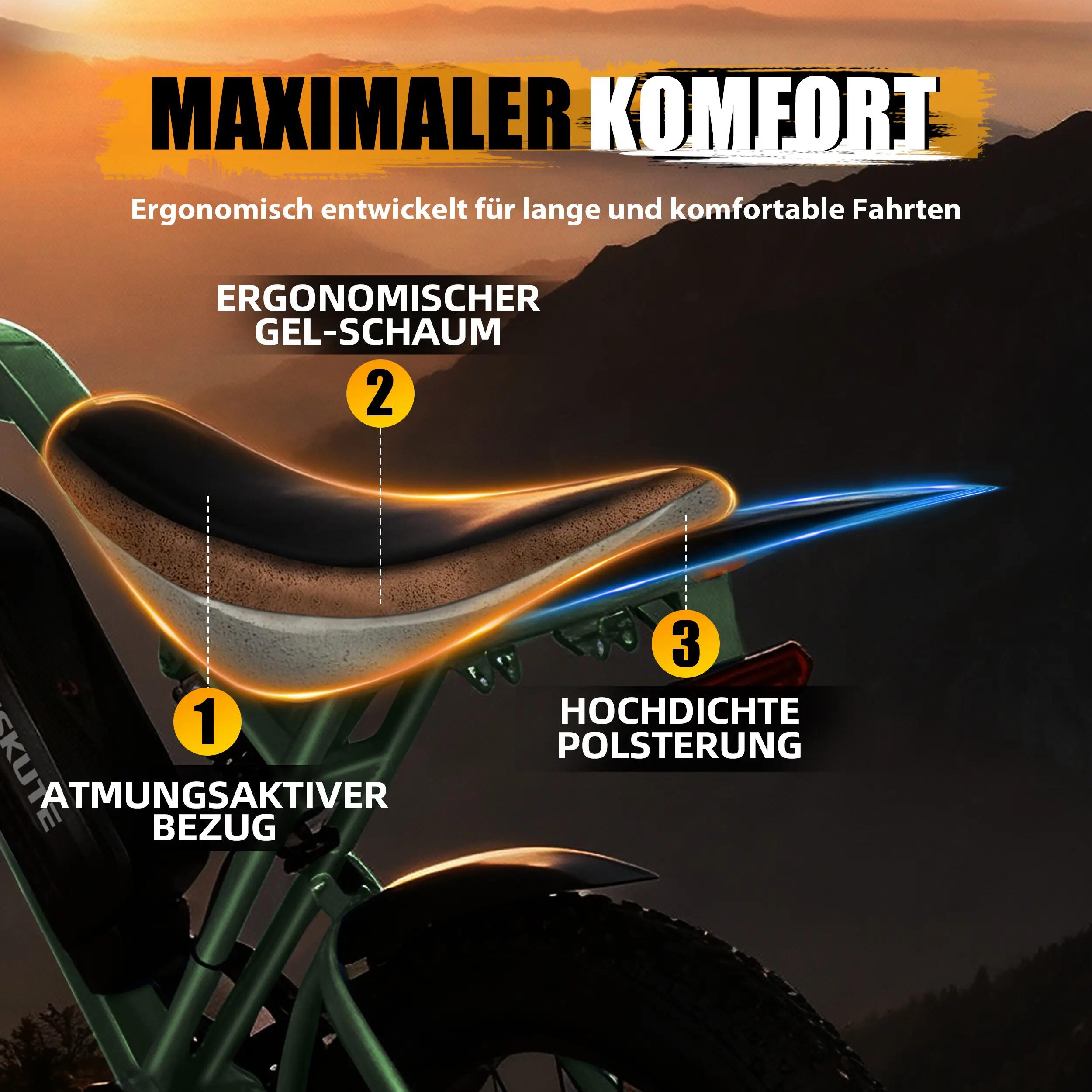 Bicicletta elettrica per adulti ESKUTE V202｜Batteria al litio 48V 20.8Ah｜Pneumat 6/6