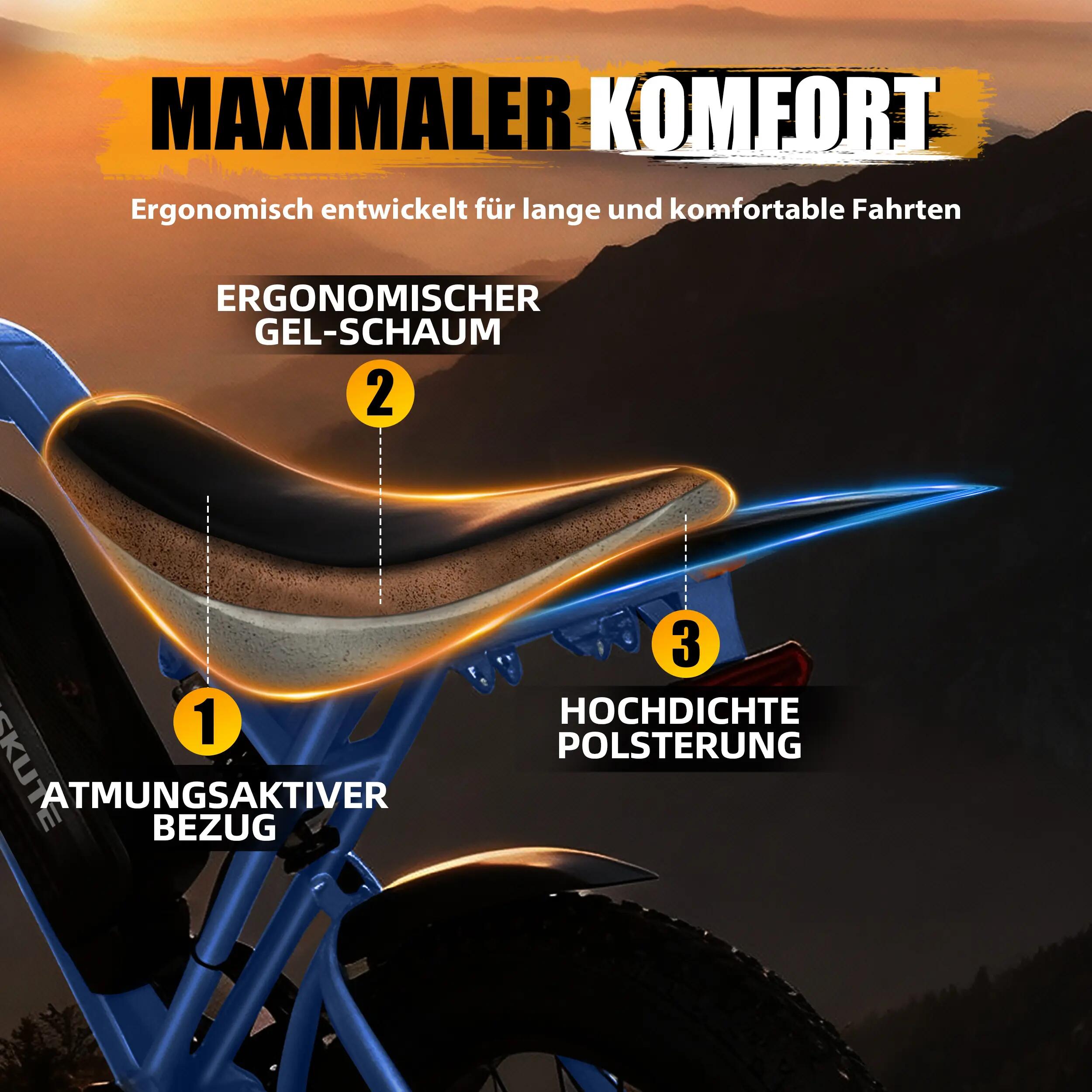 Bicicletta elettrica per adulti ESKUTE V202｜Batteria al litio 48V 20.8Ah｜Pneumat 6/6