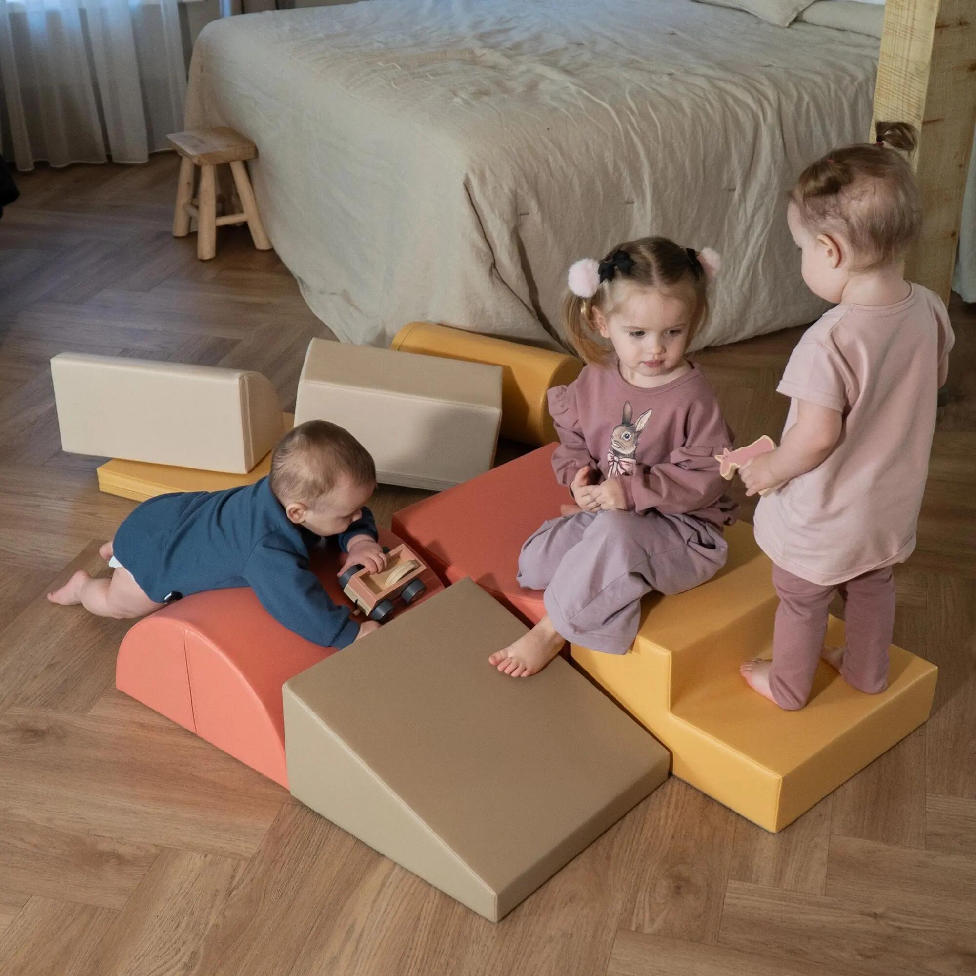 Baby & peuter zachte speelset schuim klimblokken Adventurer Pastel Fries 5/9