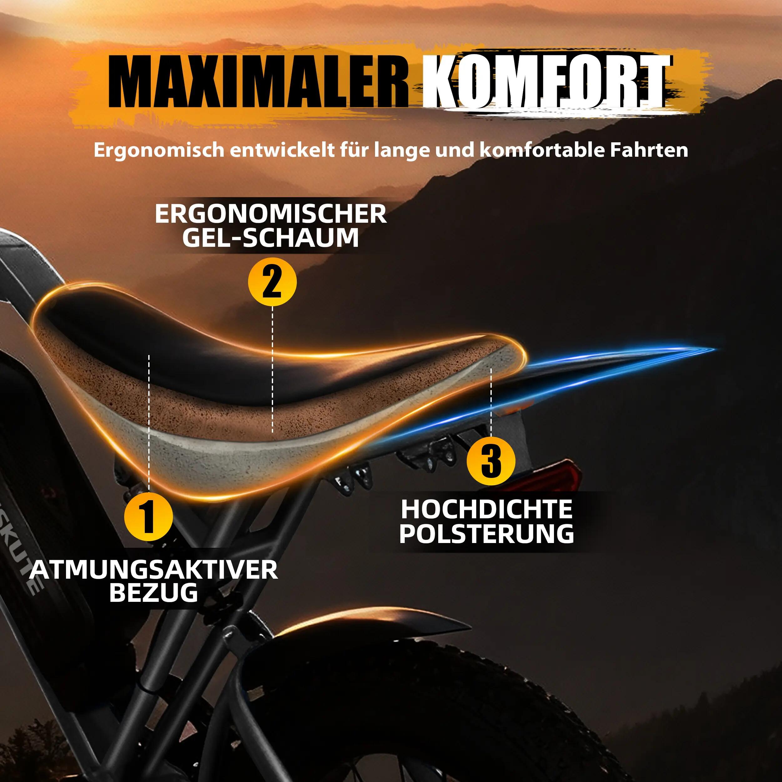 Bicicletta elettrica per adulti ESKUTE V202｜Batteria al litio 48V 20.8Ah｜Pneumat 6/6