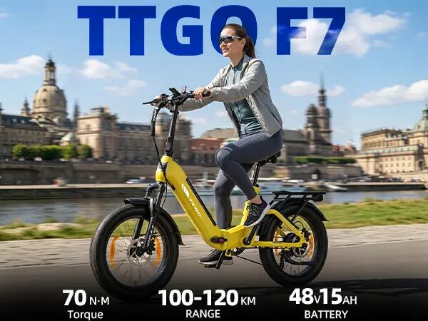 Bicicleta elétrica TTGO F7, motor 250W, bateria 48V 15Ah, pneus 20 6/10