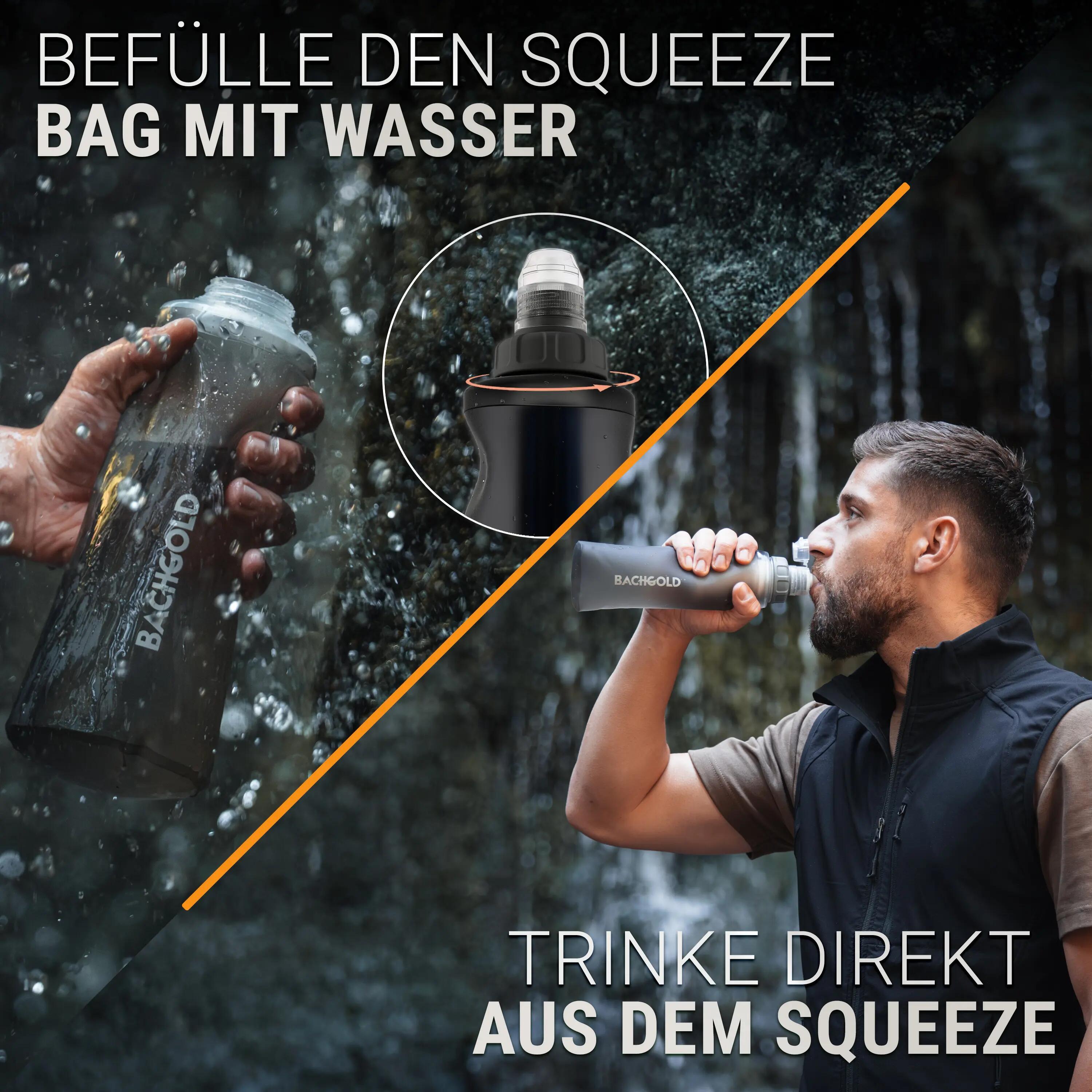 Bachgold Squeeze Wasserfilter Outdoor mit Virenfilter, Grau 1000 ml 2/6