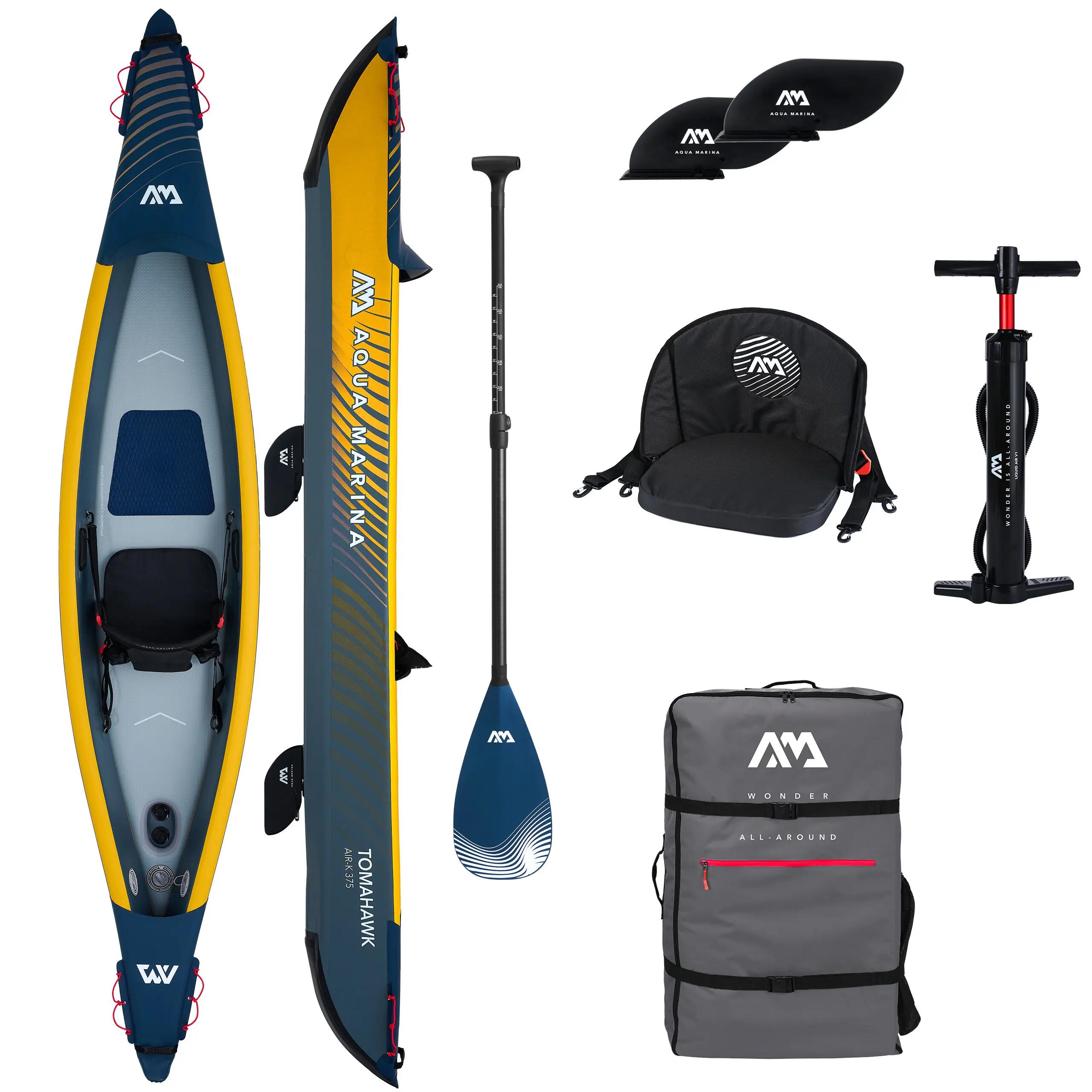AQUA MARINA Nafukovací kajak Tomahawk Air-K375 375 CM + PÁDLO CANOE CP-1