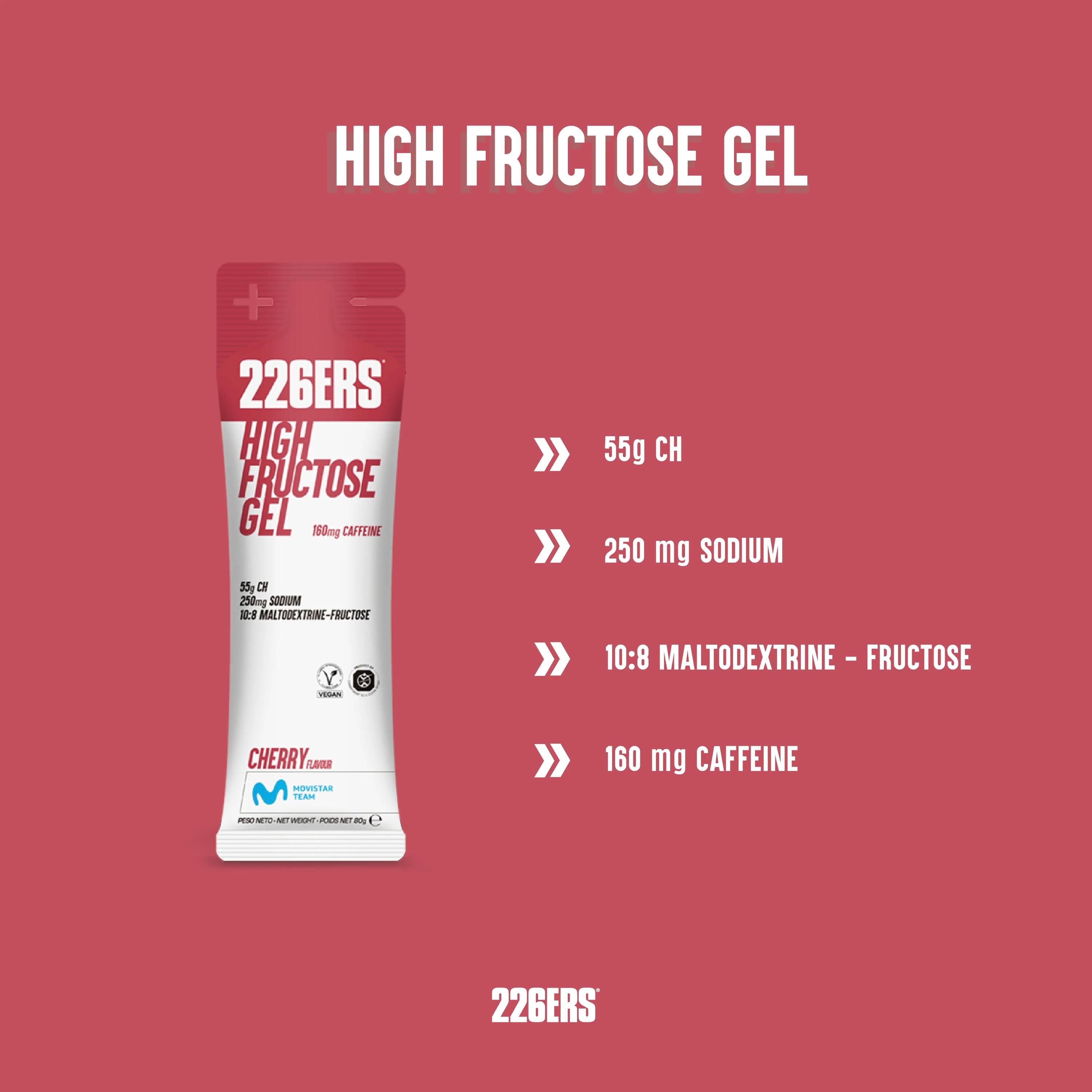 HIGH FRUCTOSE GEL Pack 6x80g CAFFEINE 160mg CHERRY 3/7