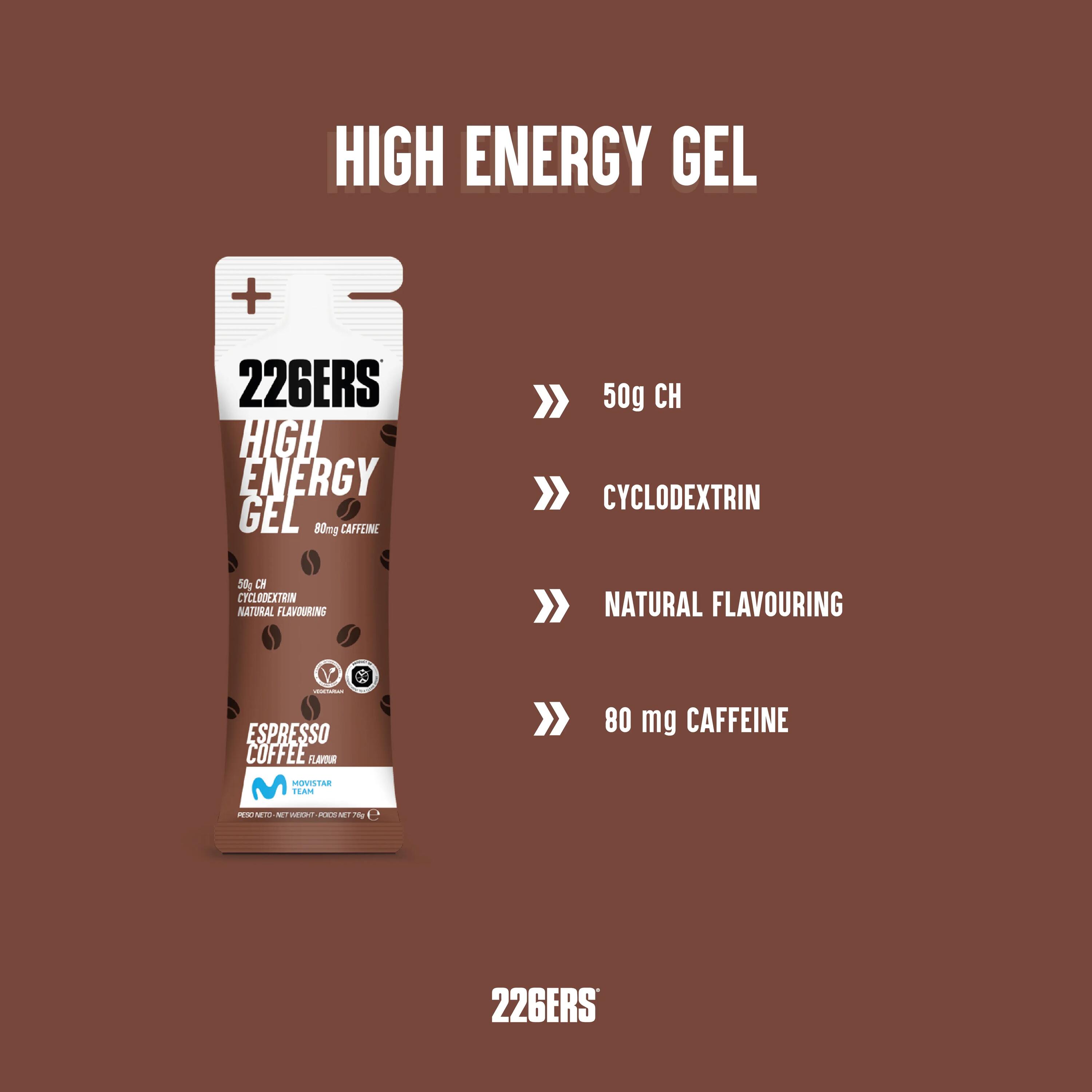 HIGH ENERGY GEL 24x76g EXPRESSO COFFEE 80mg CAFFEINE 3/7