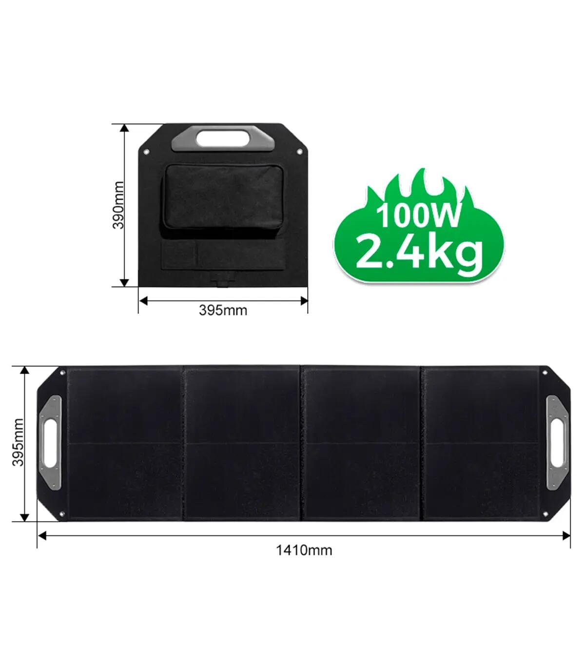 Painel Solar Dobrável 100W 18V Monocristalino IP68 USB-C Autocaravana Camping 3/15