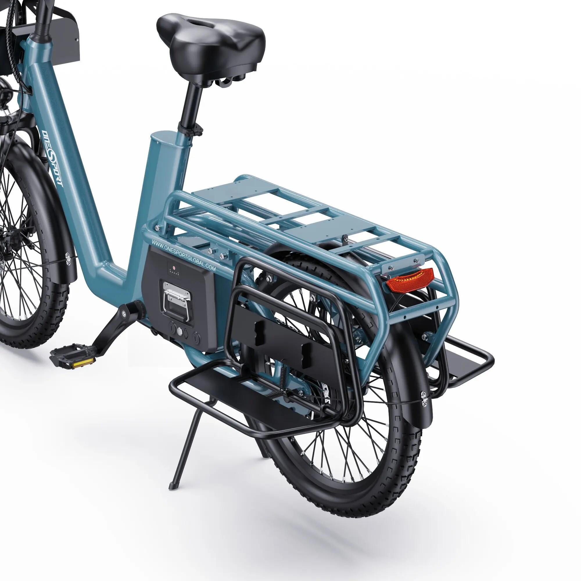 Elektryczny rower cargo ONESPORT OT01, opony 20", bateria 48V 27Ah, 25km/h 7/7