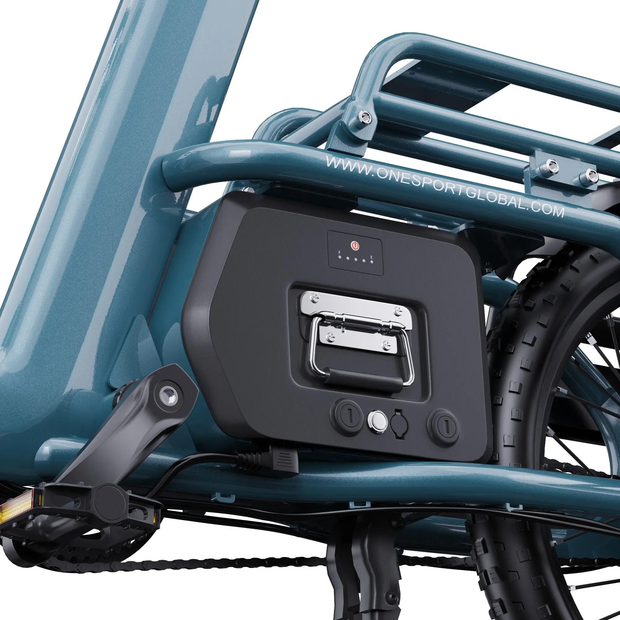 Elektryczny rower cargo ONESPORT OT01, opony 20", bateria 48V 27Ah, 25km/h 6/7