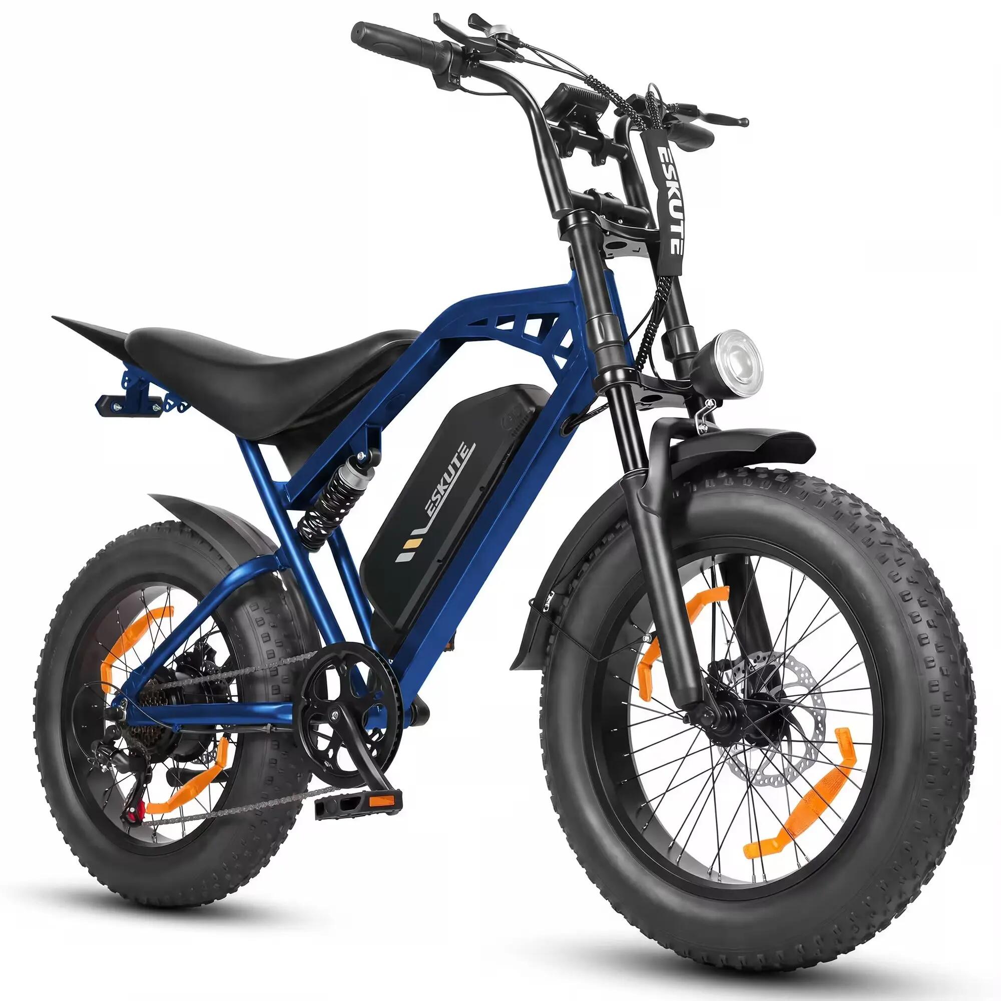 Bicicleta eléctrica V202 neumático grueso 20", motor 250W, batería 48V 20,8Ah 4/5