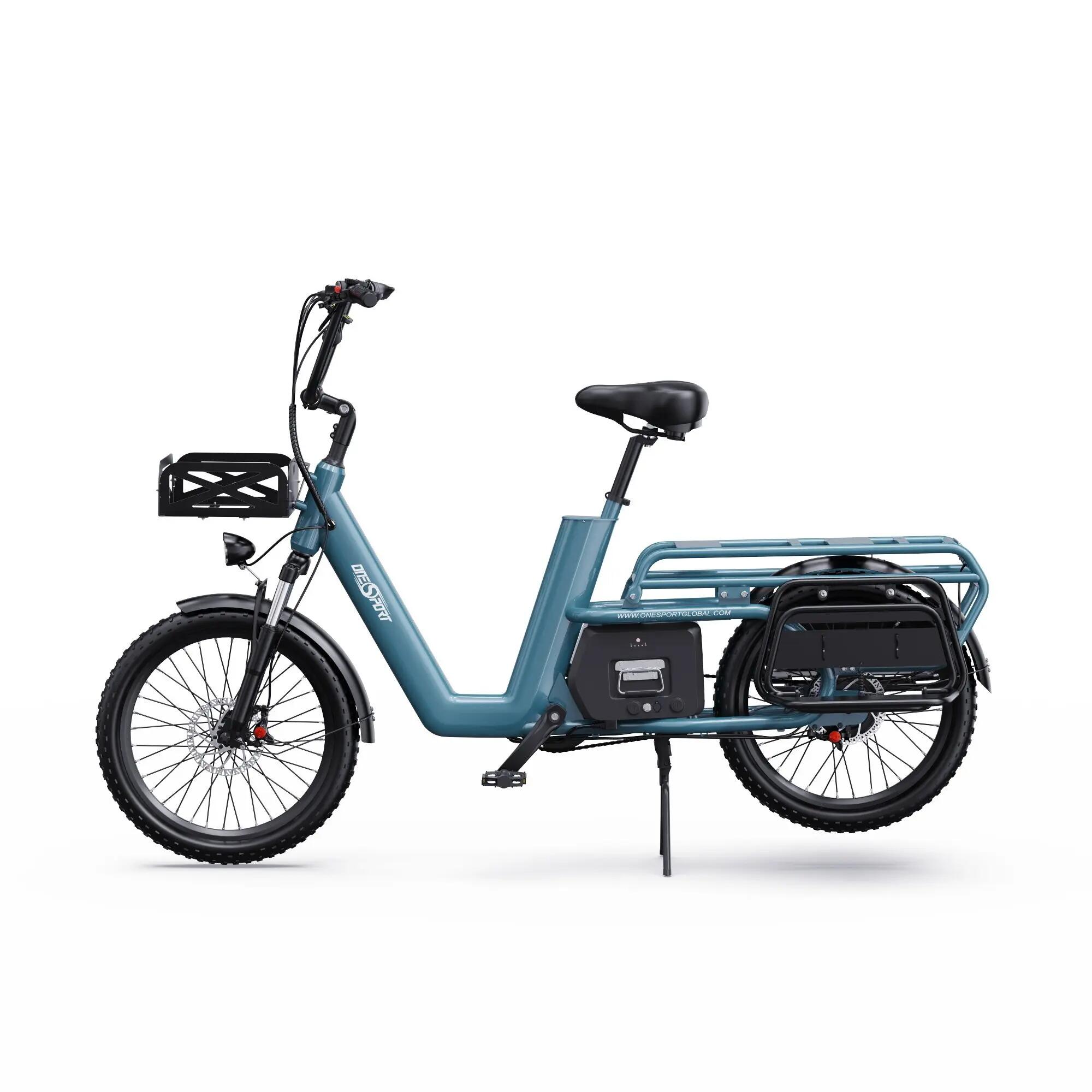 Elektryczny rower cargo ONESPORT OT01, opony 20", bateria 48V 27Ah, 25km/h 2/7