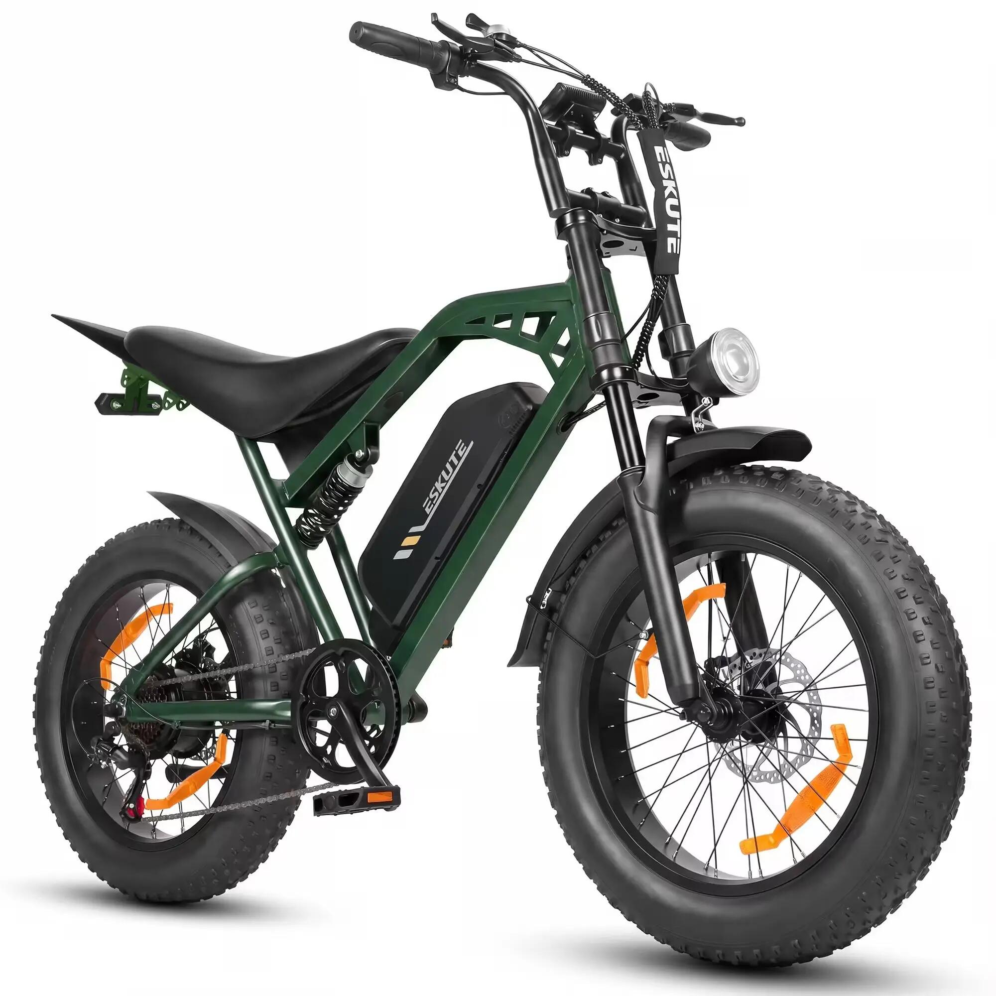 Bicicleta eléctrica V202 neumático grueso 20", motor 250W, batería 48V 20,8Ah 4/5
