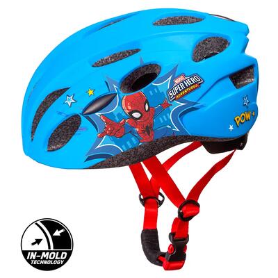 Jongensfietshelm in-mold spider-man, blauw, maat m