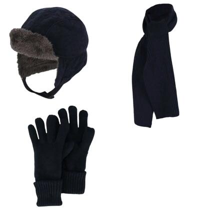 Piloten Muts & Sjaal & Handschoenen Navy Ski/Winterset jongens 4 t/m 8 jaar