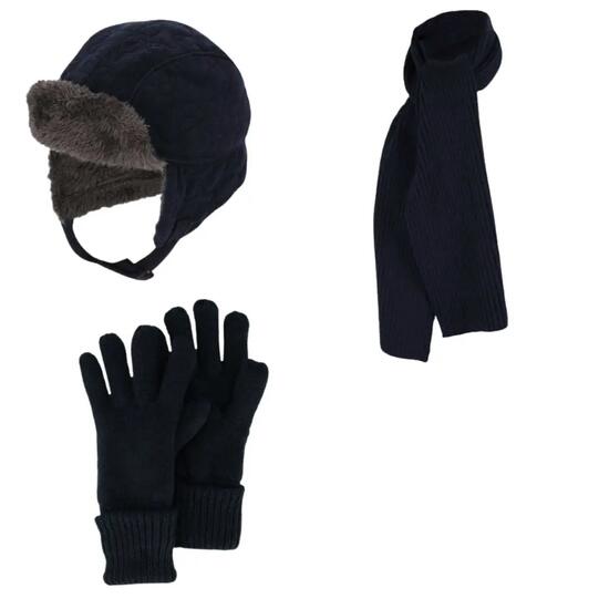 Piloten Muts & Sjaal & Handschoenen Navy Ski/Winterset jongens 4 t/m 8 jaar