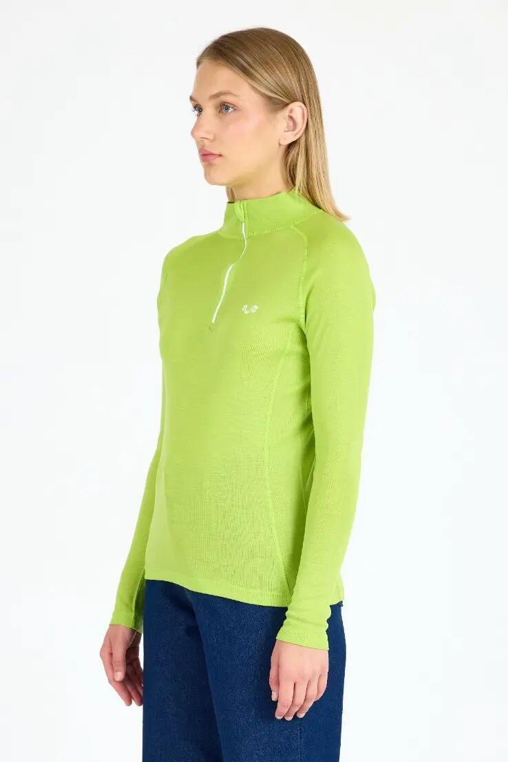 Vega - damska koszulka 100%  wełna merino z zamkiem  (195 g/m²) XL, Limonkowy 3/3