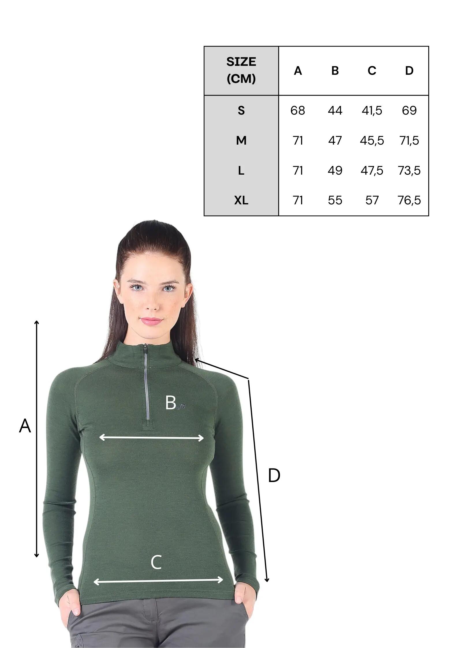 Vega - damska koszulka 100%  wełna merino z zamkiem (195 g/m²) S, Ciemnozielony 2/4