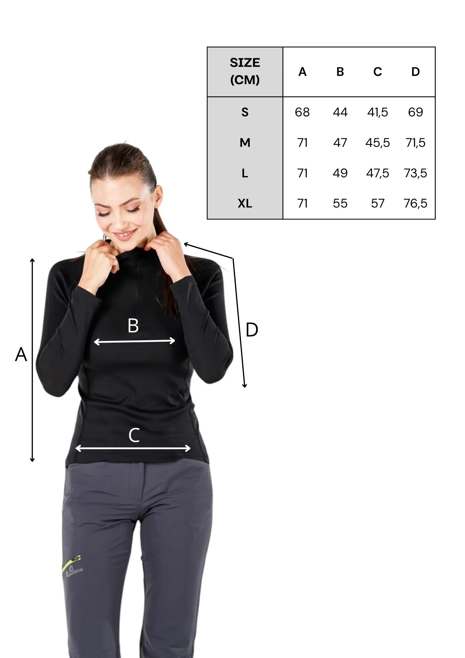 Vega - damska koszulka 100%  wełna merino z zamkiem YKK  (195 g/m²) L, Czarny 2/5