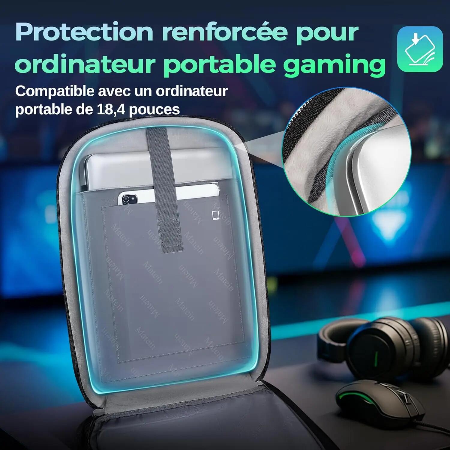 Homme Gaming Sac à dos 18 pouces isotherme antivol pluie GameShield 3/3