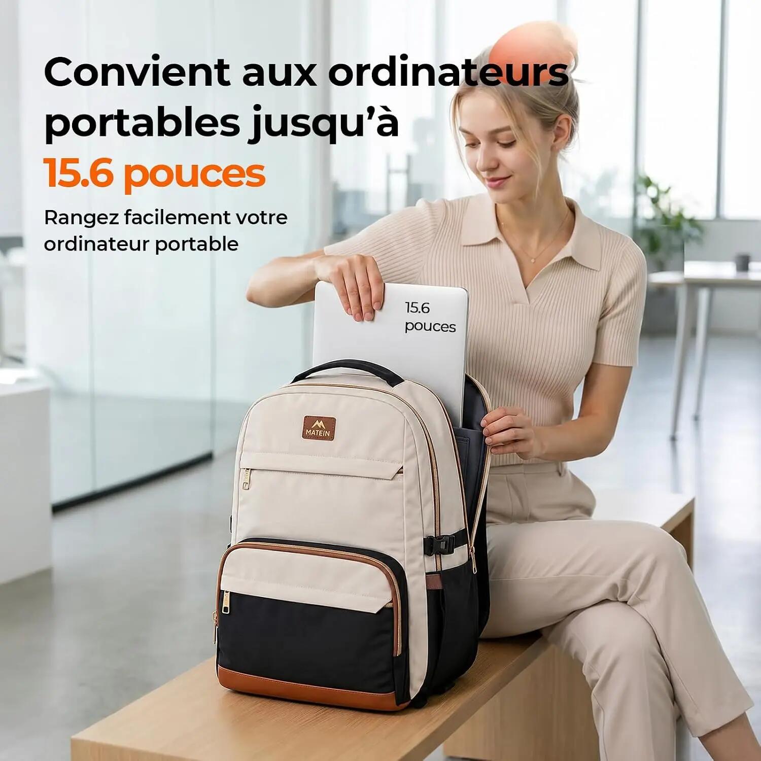 Femme Voyage Sac à dos 15.6 pouces déperlant 14 poches CityBag 3/3