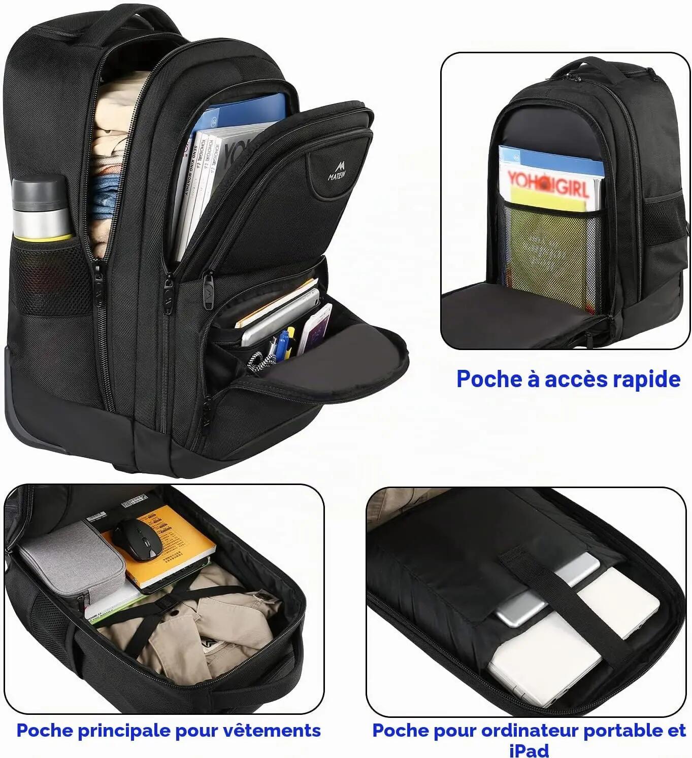 Mixte Voyage Sac à dos roues 17 pouces cabine RollBag 3/3