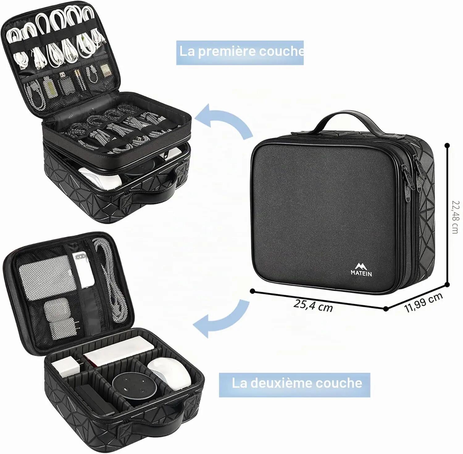 Mixte Voyage Sac rangement câbles étanche double couche CableBox 2/3