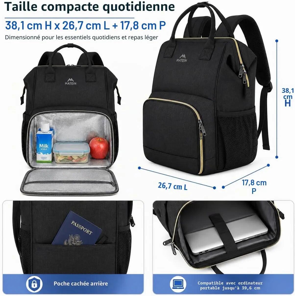 Femme Voyage Sac isotherme 15.6 pouces étanche résistant LunchBag 2/3