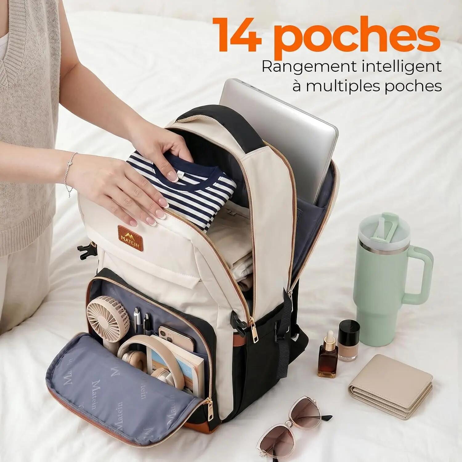 Femme Voyage Sac à dos 15.6 pouces déperlant 14 poches CityBag 2/3