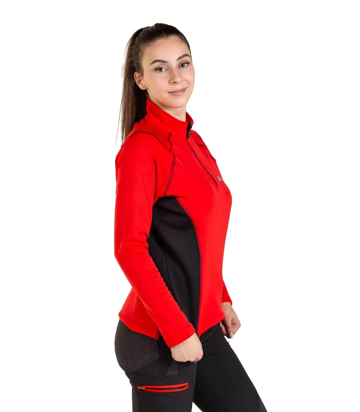 Casaco Polar Power Hot Alpinismo Mulher Elástico Transpirável Vermelho 2/5