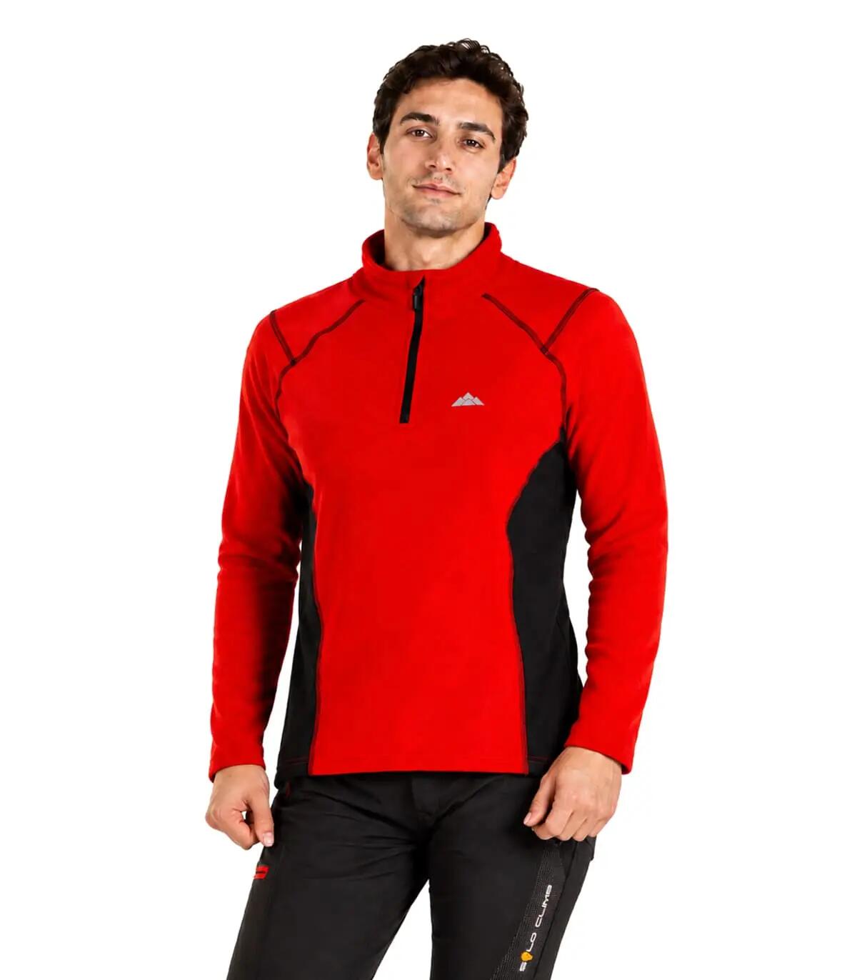 Casaco Polar Power Hot Alpinismo Homem Elástico Transpirável Vermelho 3/5