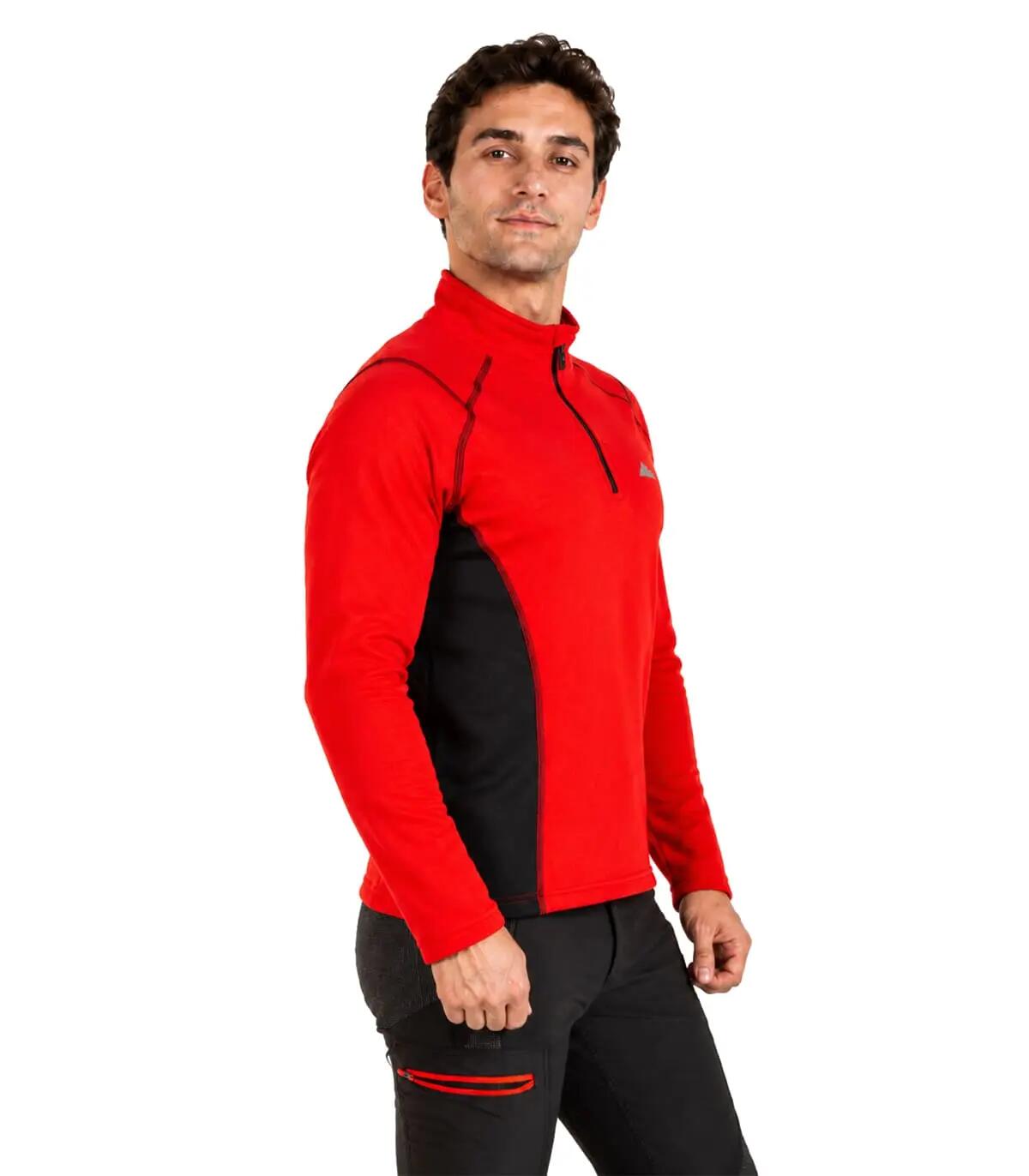 Casaco Polar Power Hot Alpinismo Homem Elástico Transpirável Vermelho 2/5