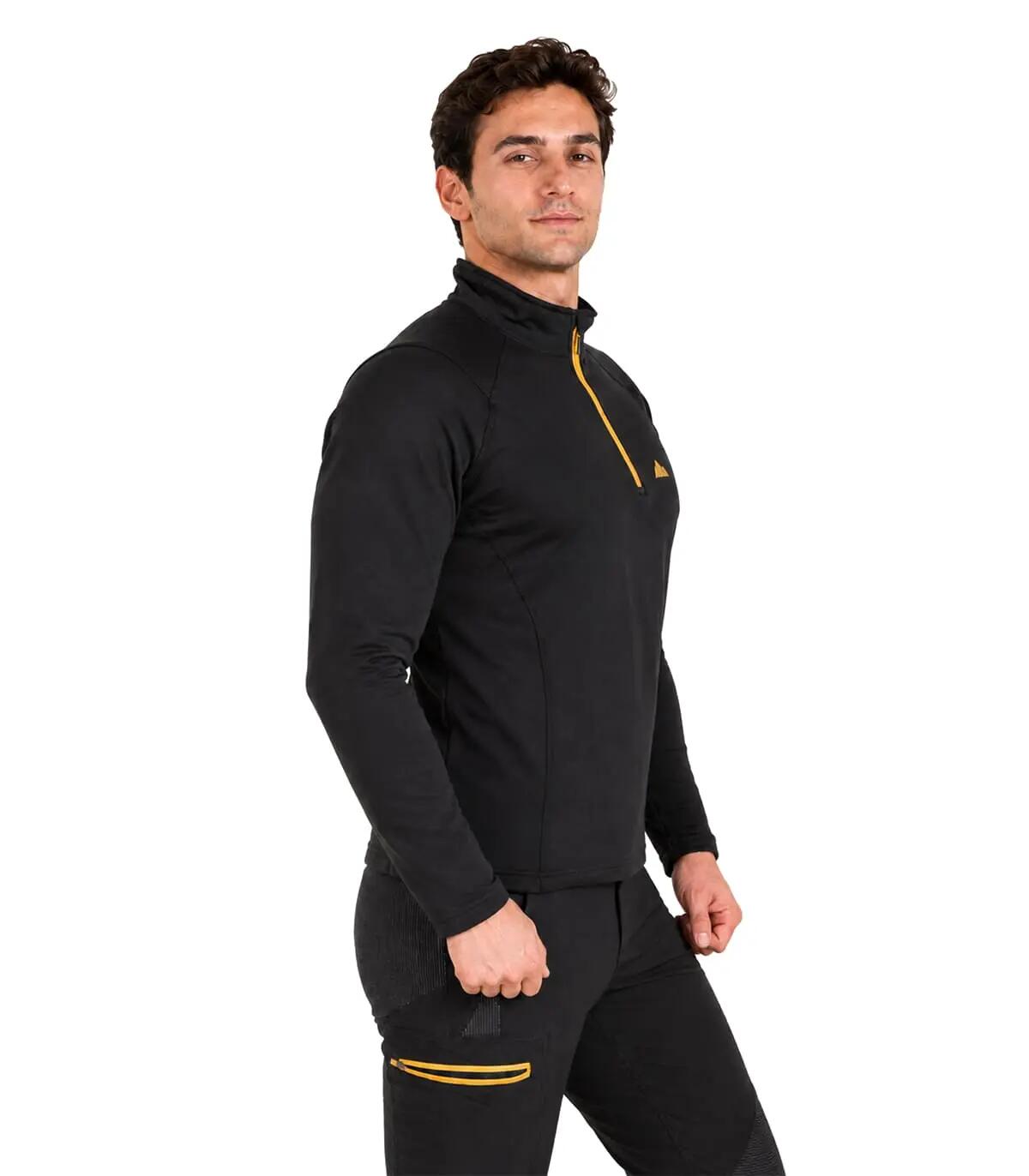 Casaco Polar Power Hot Alpinismo Homem Elástico Transpirável Preto 2/5